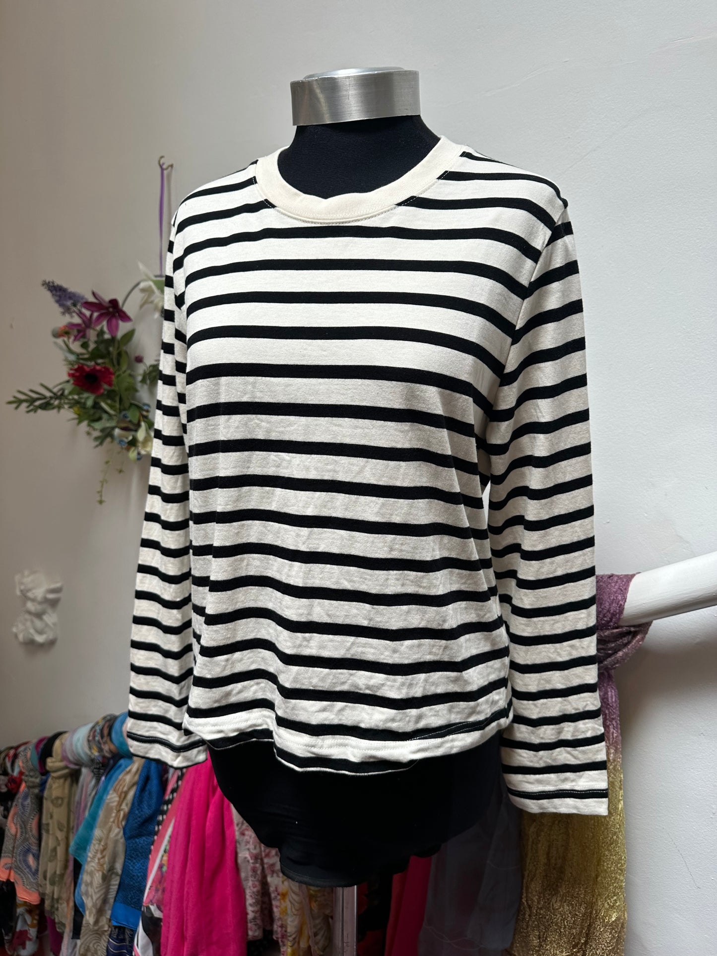 Dunnes Stripe Top Size M 100% Cotton
