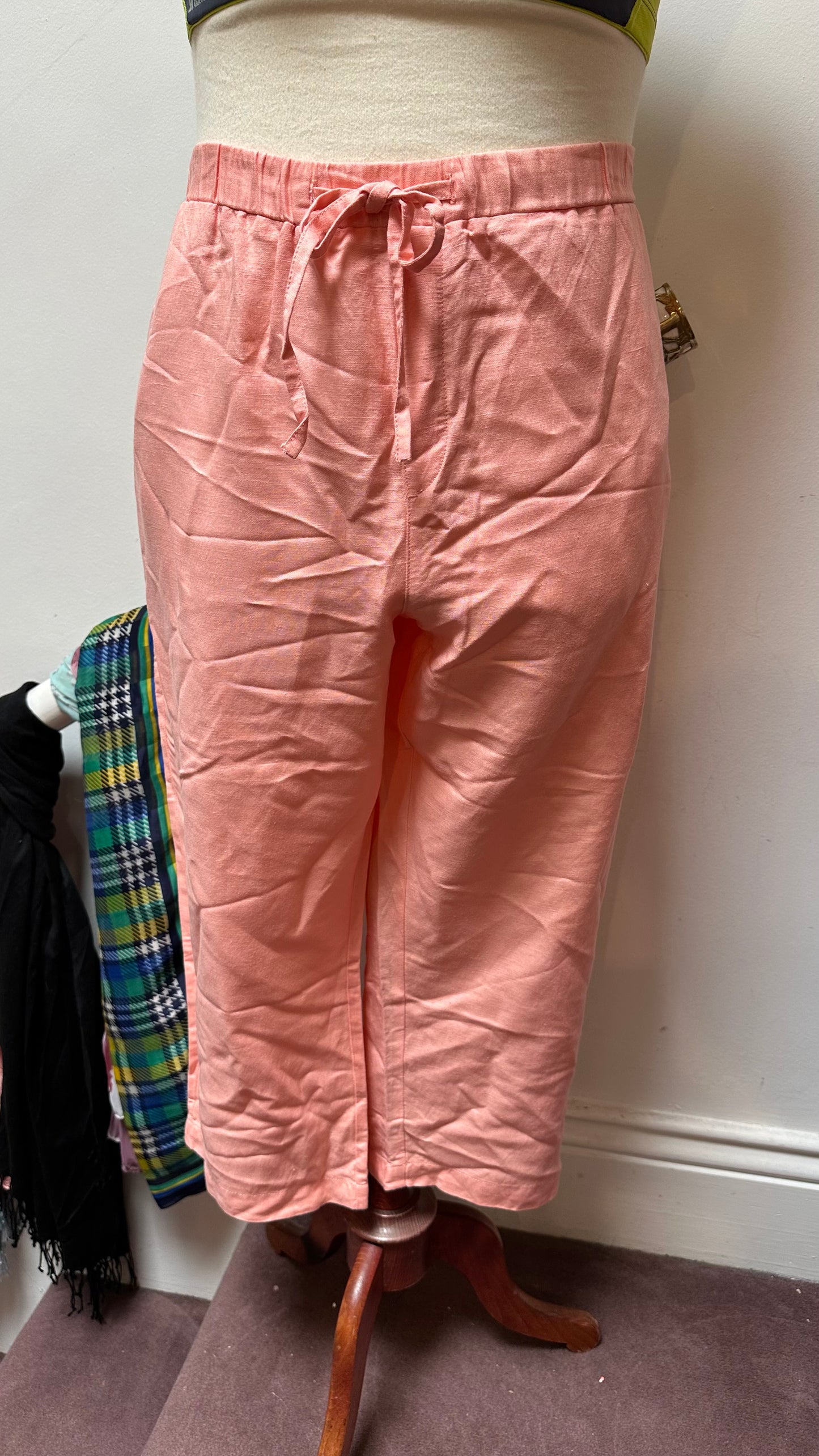 Dunnes Peach Trousers 55% Linen Trousers Size 20