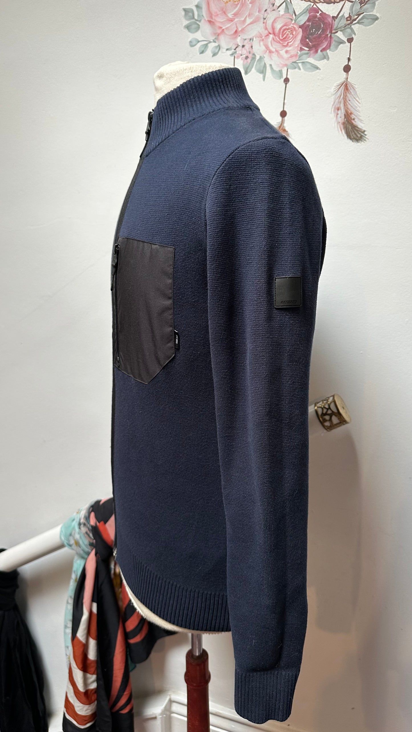 Indicode Navy Zip Up Sweater Size S