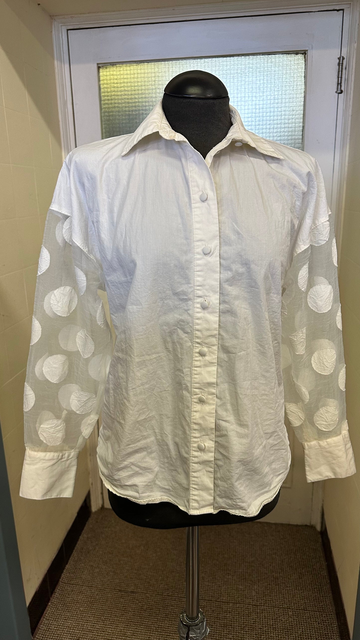 Zara Polkadot Sleeve Blouse Size XS