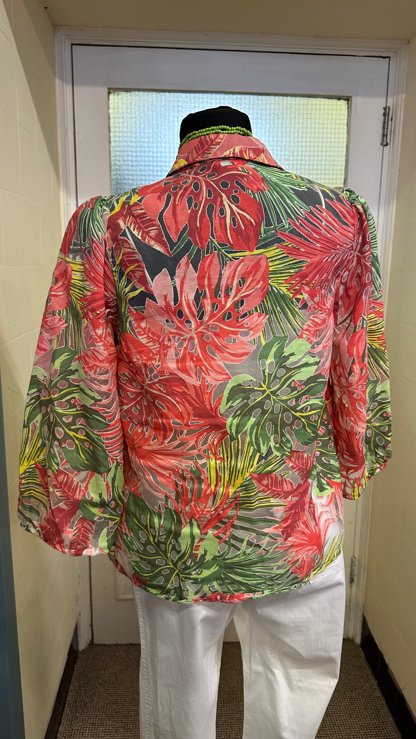Jungle Semi-Sheer Blouse Best Fit Size S