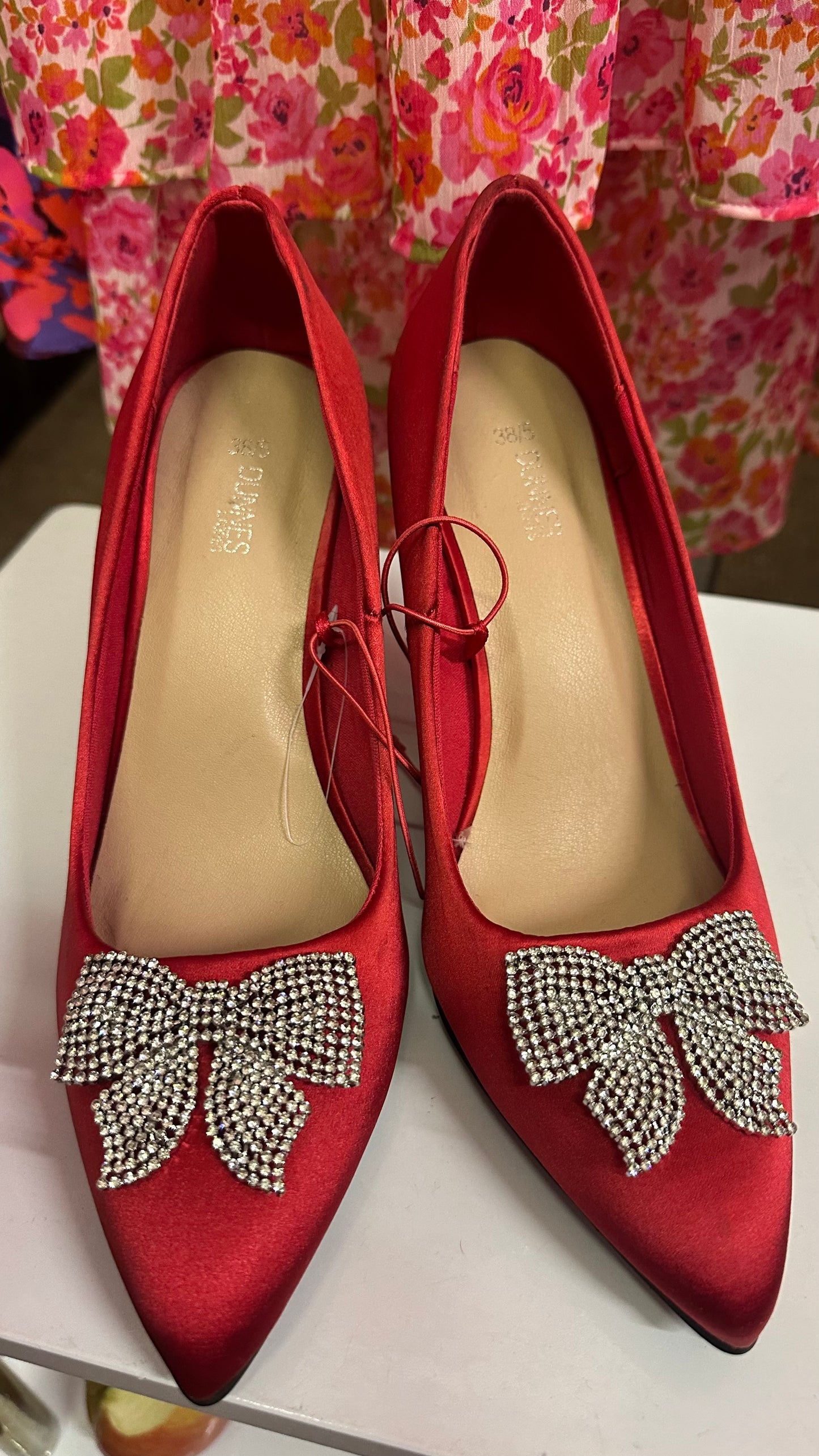 Dunnes Red Bow Sparkle Heels New without Tags Size 5