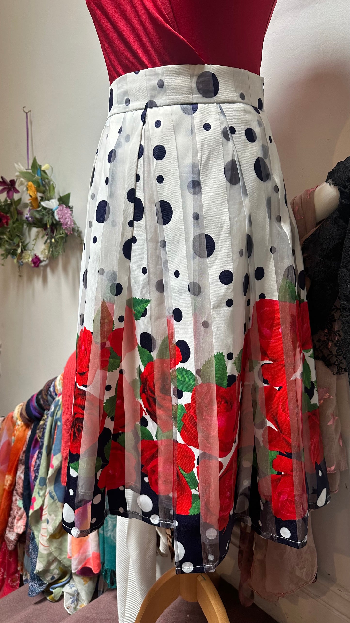 Marc Angela Polkadot Rose Skirt Size 16