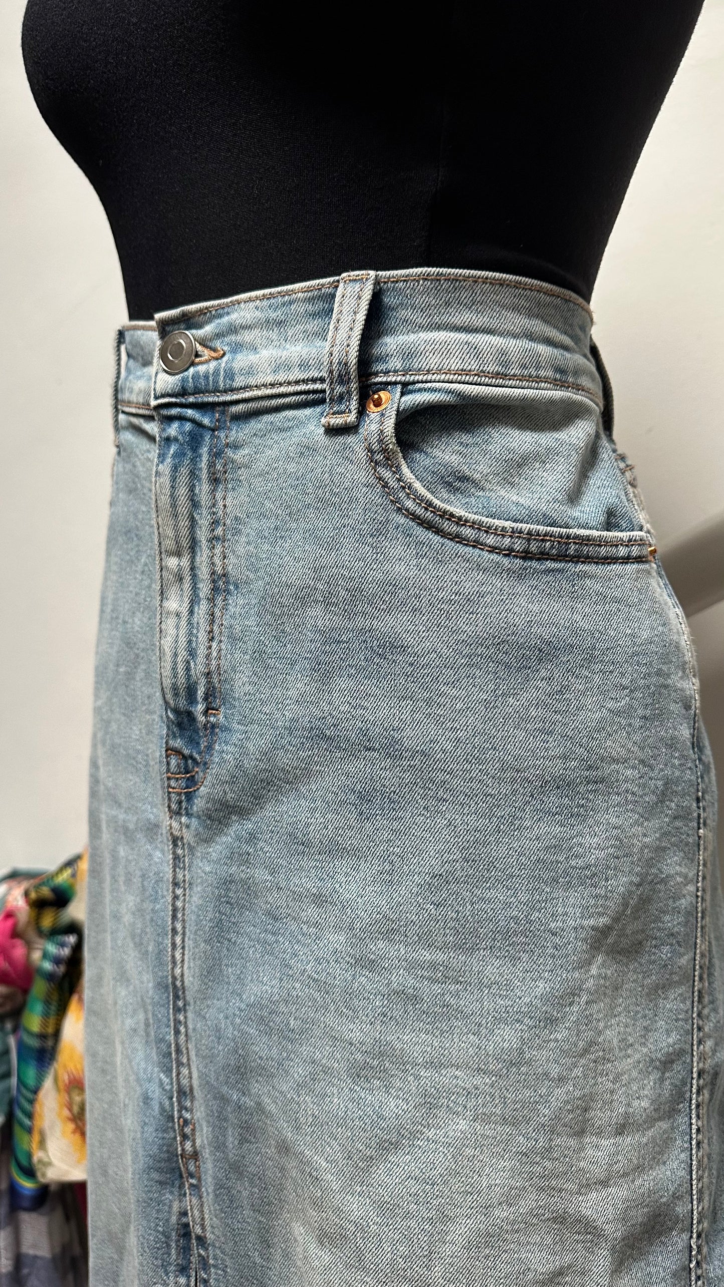 Dunnes Front Split 100% Cotton Denim Skirt Size 14
