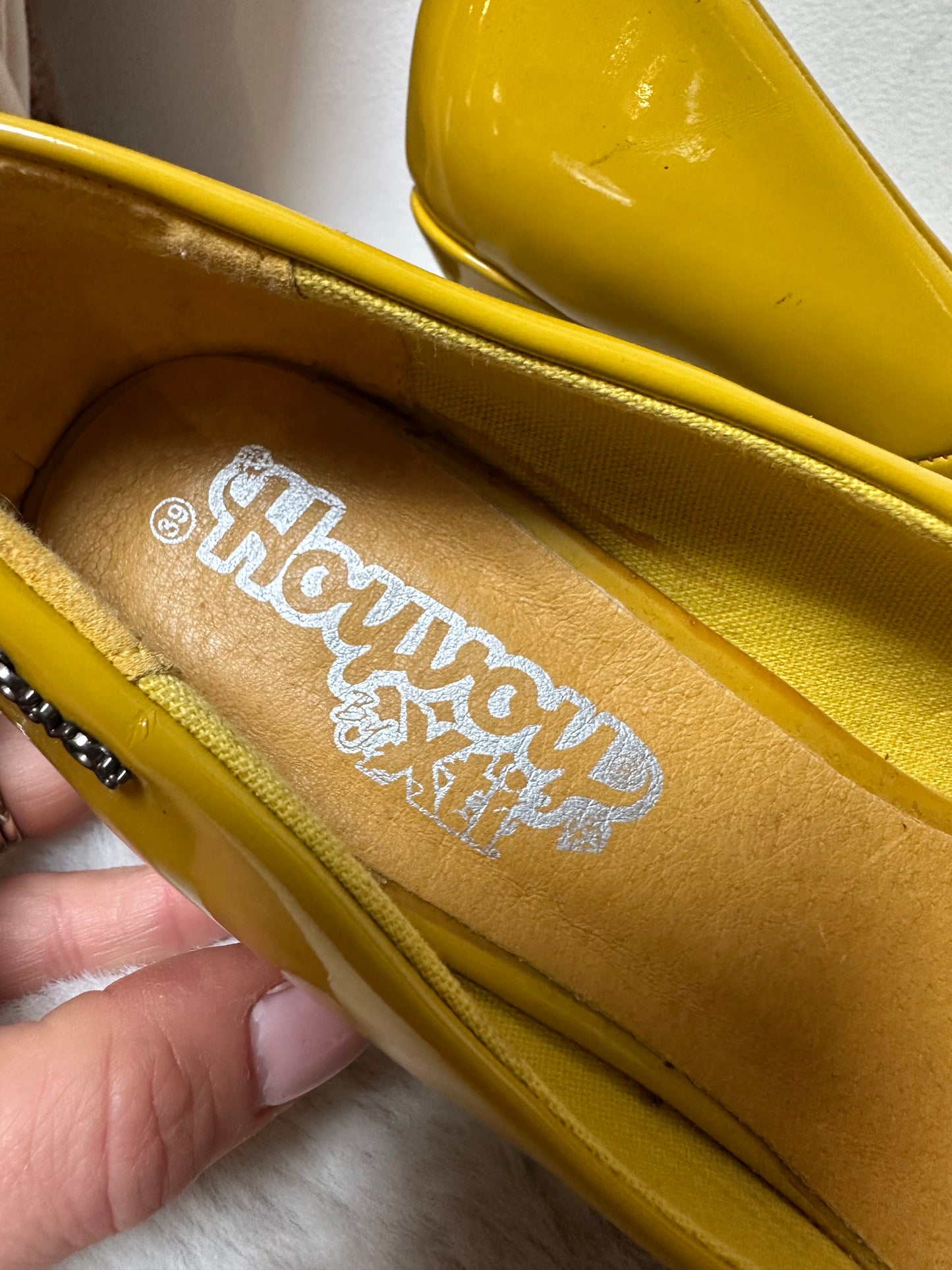 Xti Yellow Retro Heels Size 6