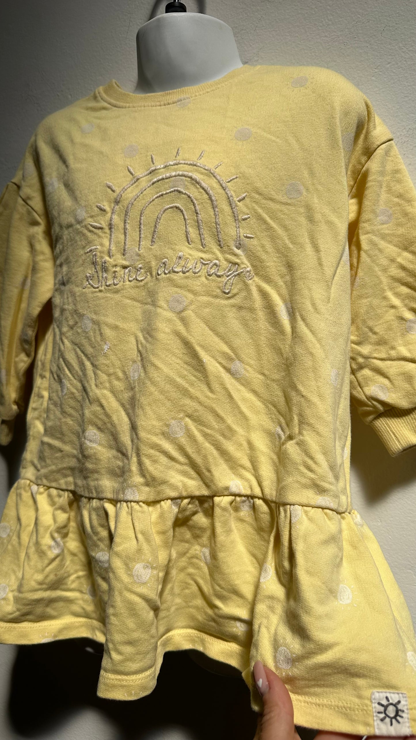Next Yellow Sweater Dress Age 2-3 100% Organic Cotton