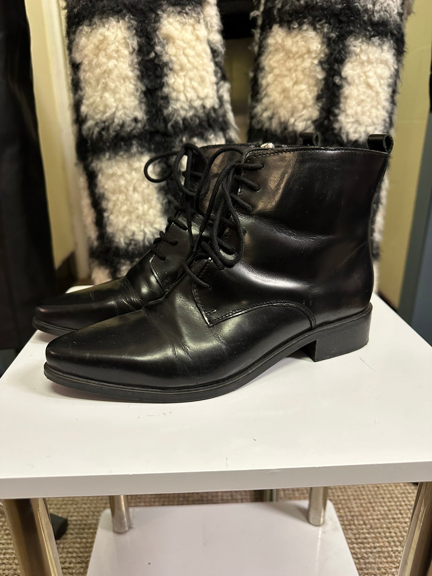 Mango Leather Boots Size 4