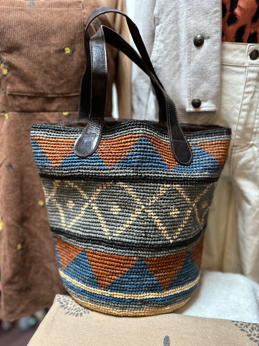 Straw & Leather Bag