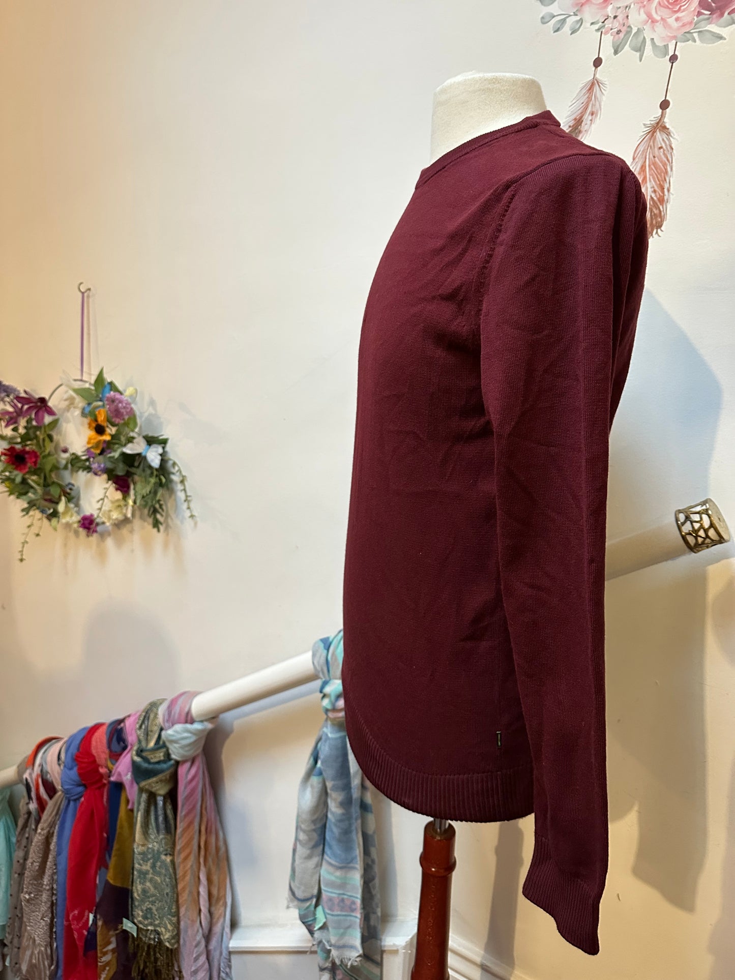 Remus Uomo 90% Cotton Burgundy Sweater Size M