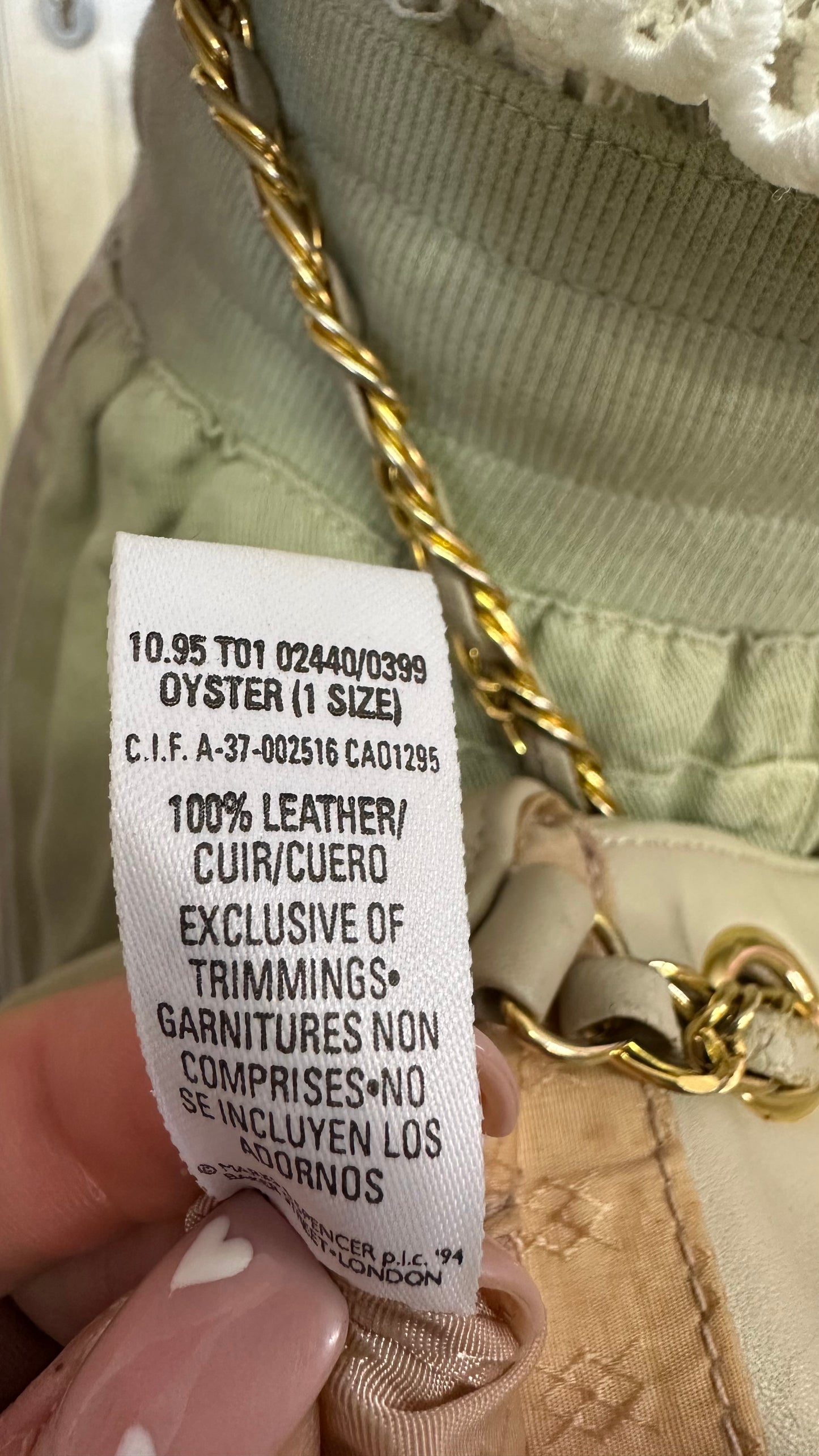 Vintage M&S Real Leather Cream Bag