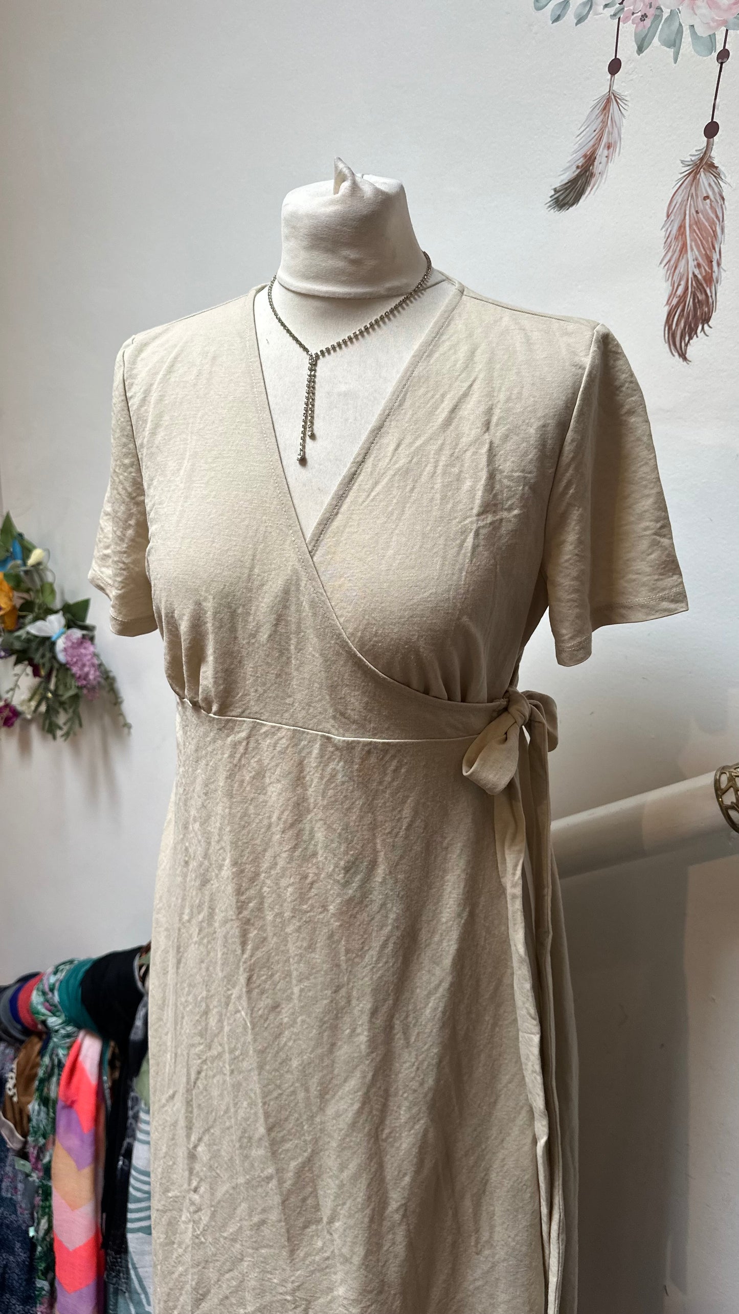 Primark Beige Wrap Dress Size 10