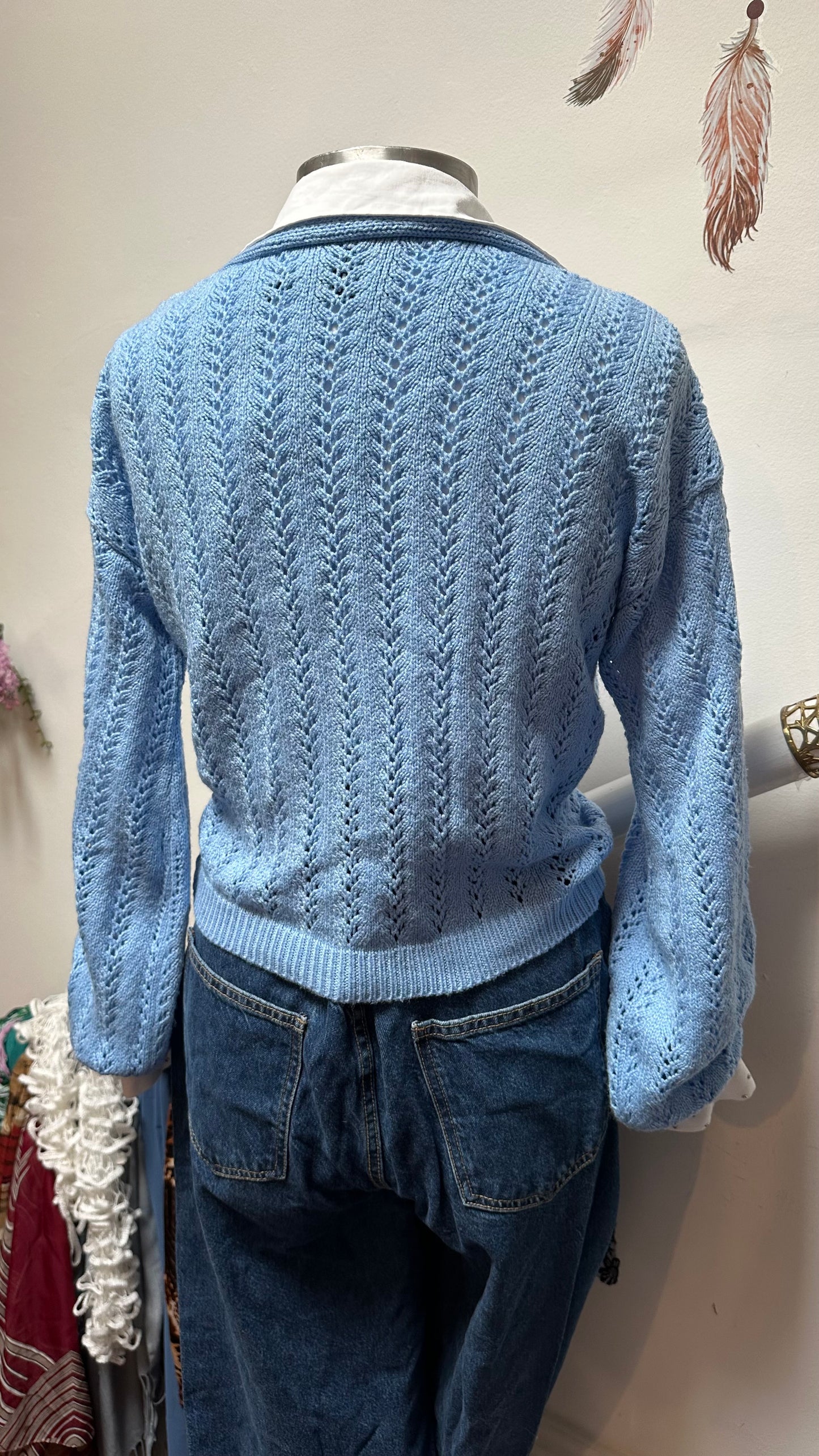 Reclaimed Vintage Baby Blue Cardigan Oversized XS