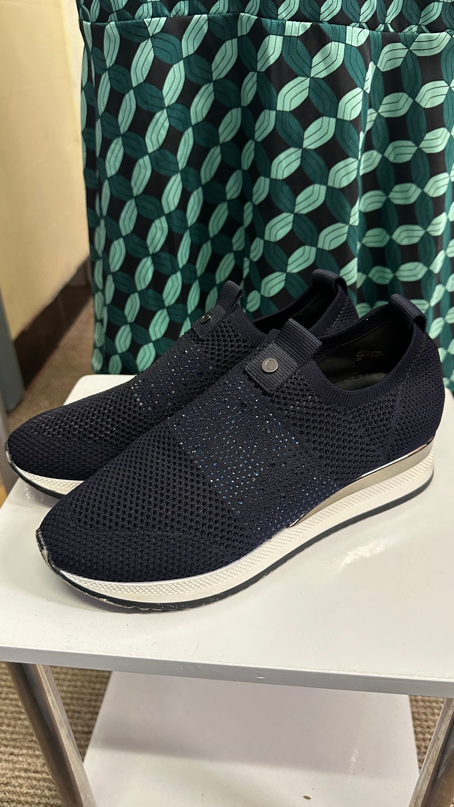 Carvela Navy Sparkle Trainers Size 6.5 EU 40