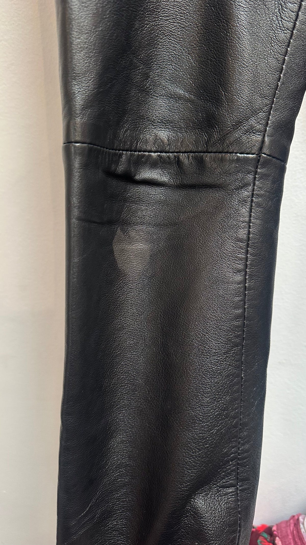 Real Leather High Waisted Trousers Size 6 (EU 34) Mark on one knee (see last photo)