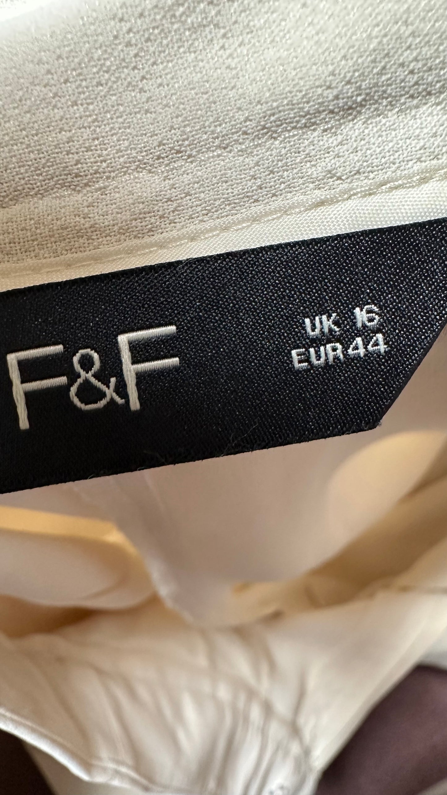 F&F Cream Tailored Trousers Size 16