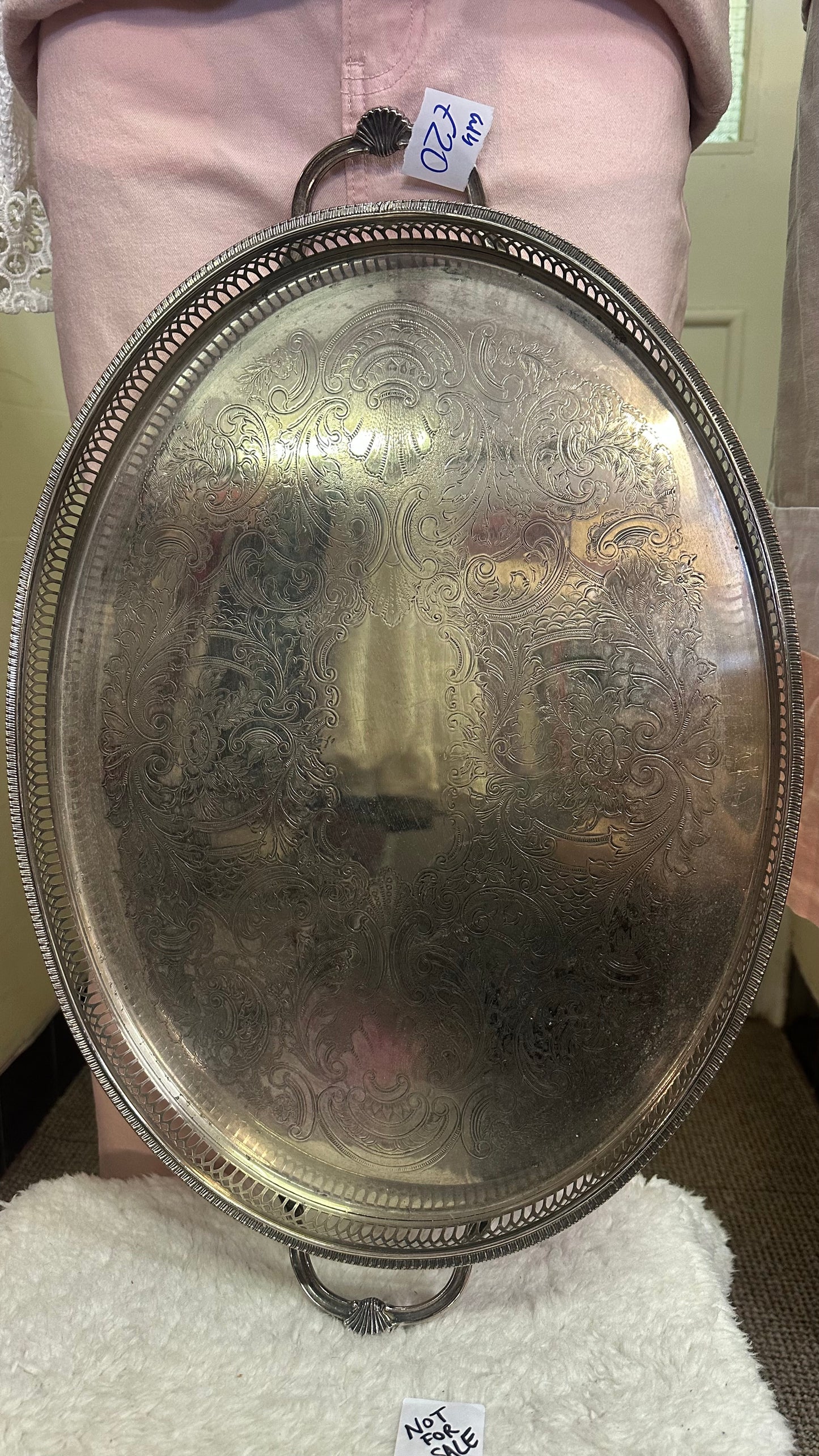 Vintage Large Oval Silver Plated Serving Tray
