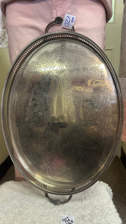 Vintage Large Oval Silver Plated Serving Tray