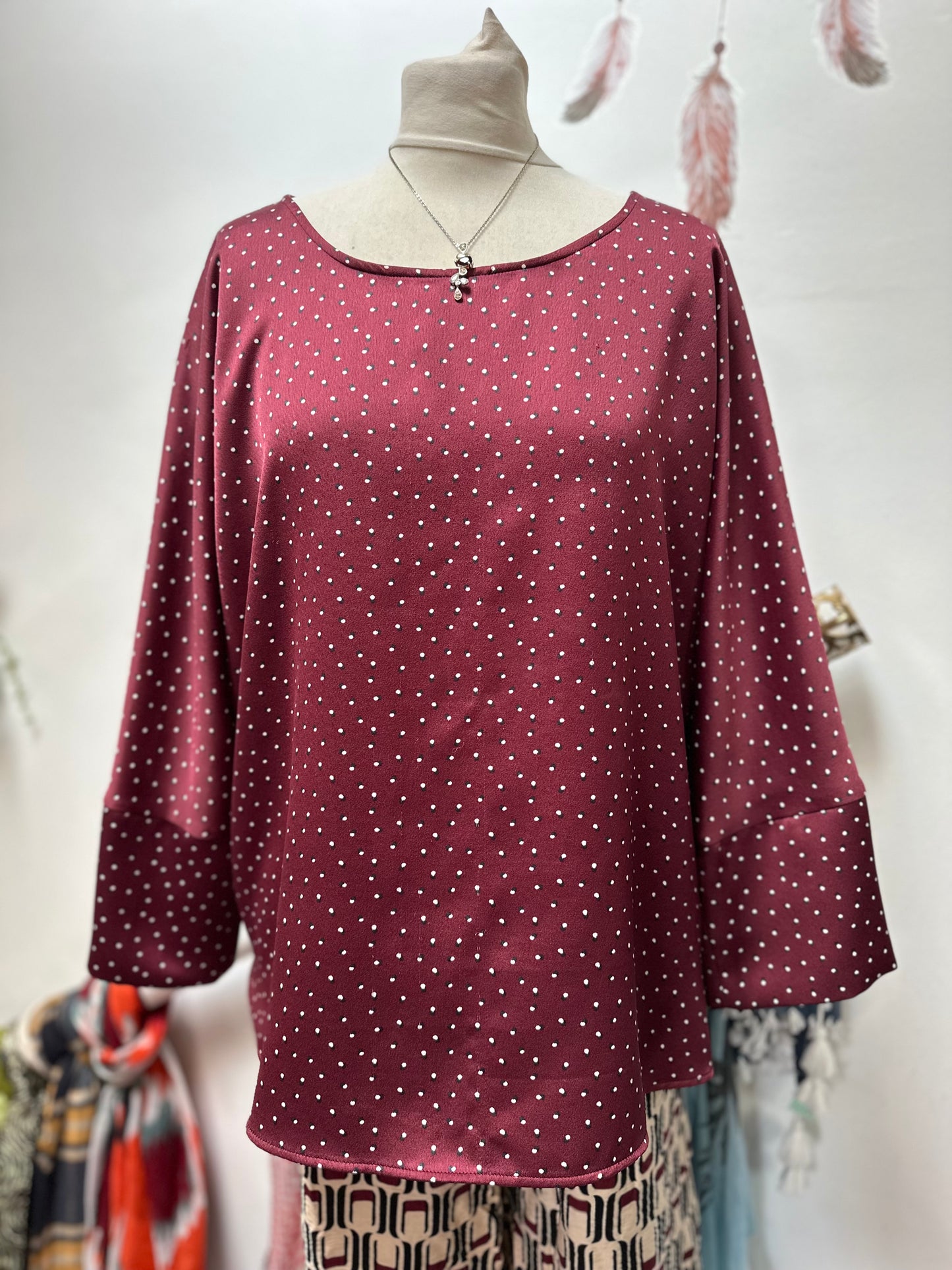 Gallery Burgundy Satin-like Top Size 20