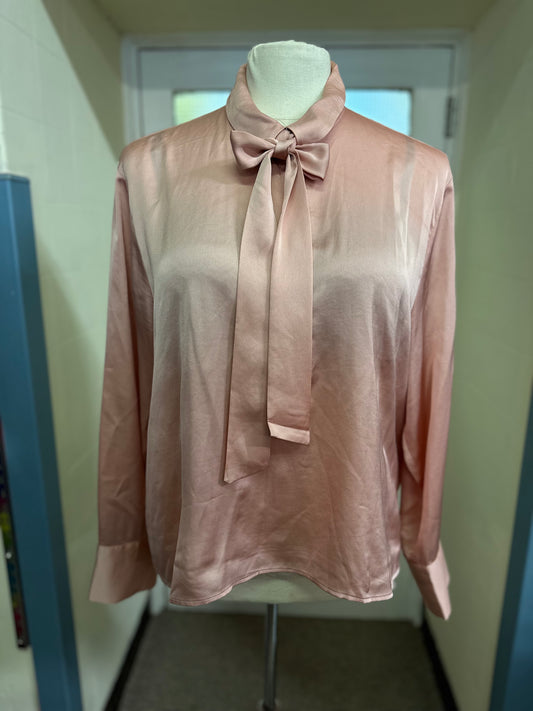 Boohoo Blush Pink Blouse with detachable Pussybow, Size 24