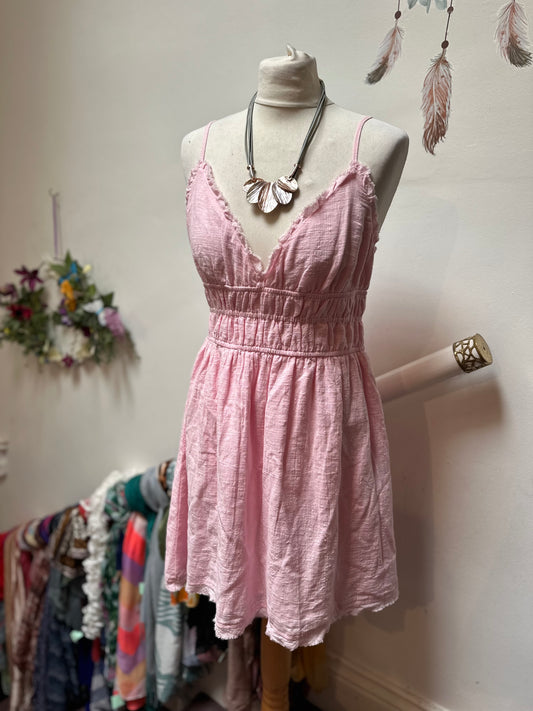 Bershka Fully Lined Pink Cotton Dress Size XL but small fitting