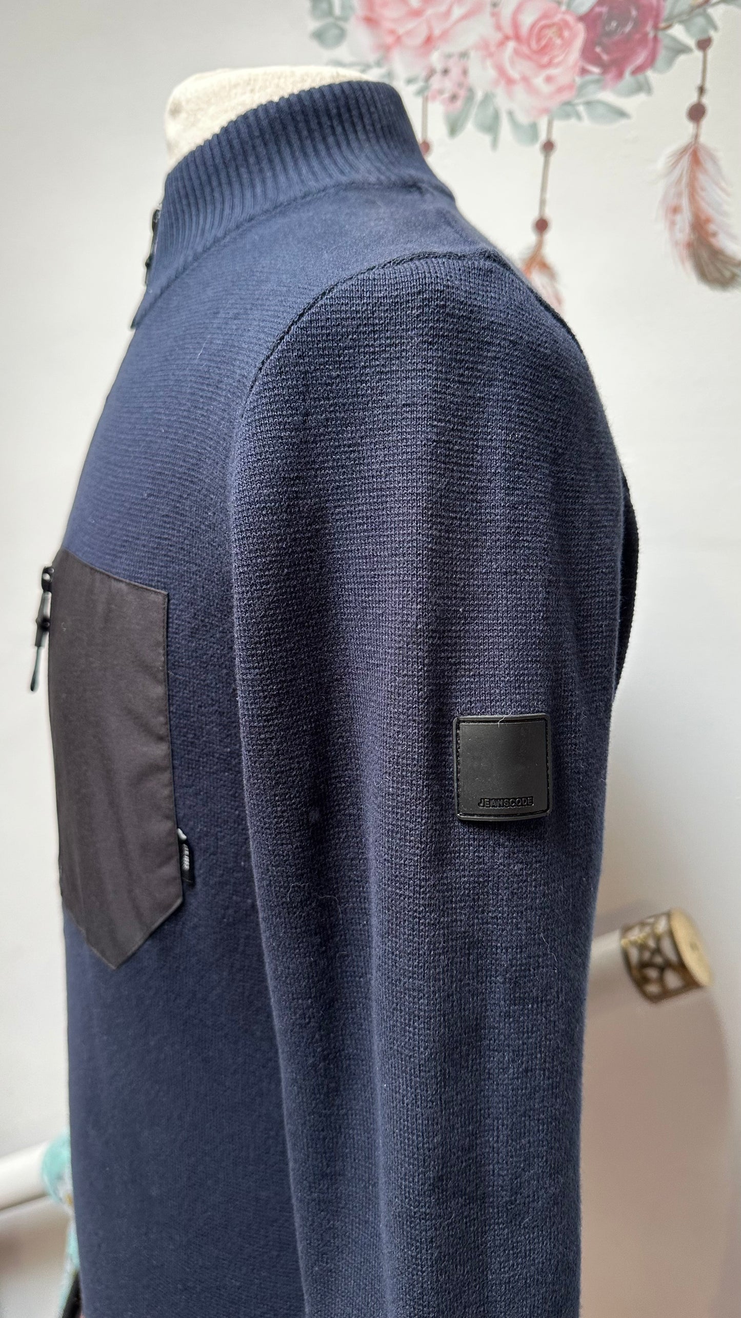 Indicode Navy Zip Up Sweater Size S