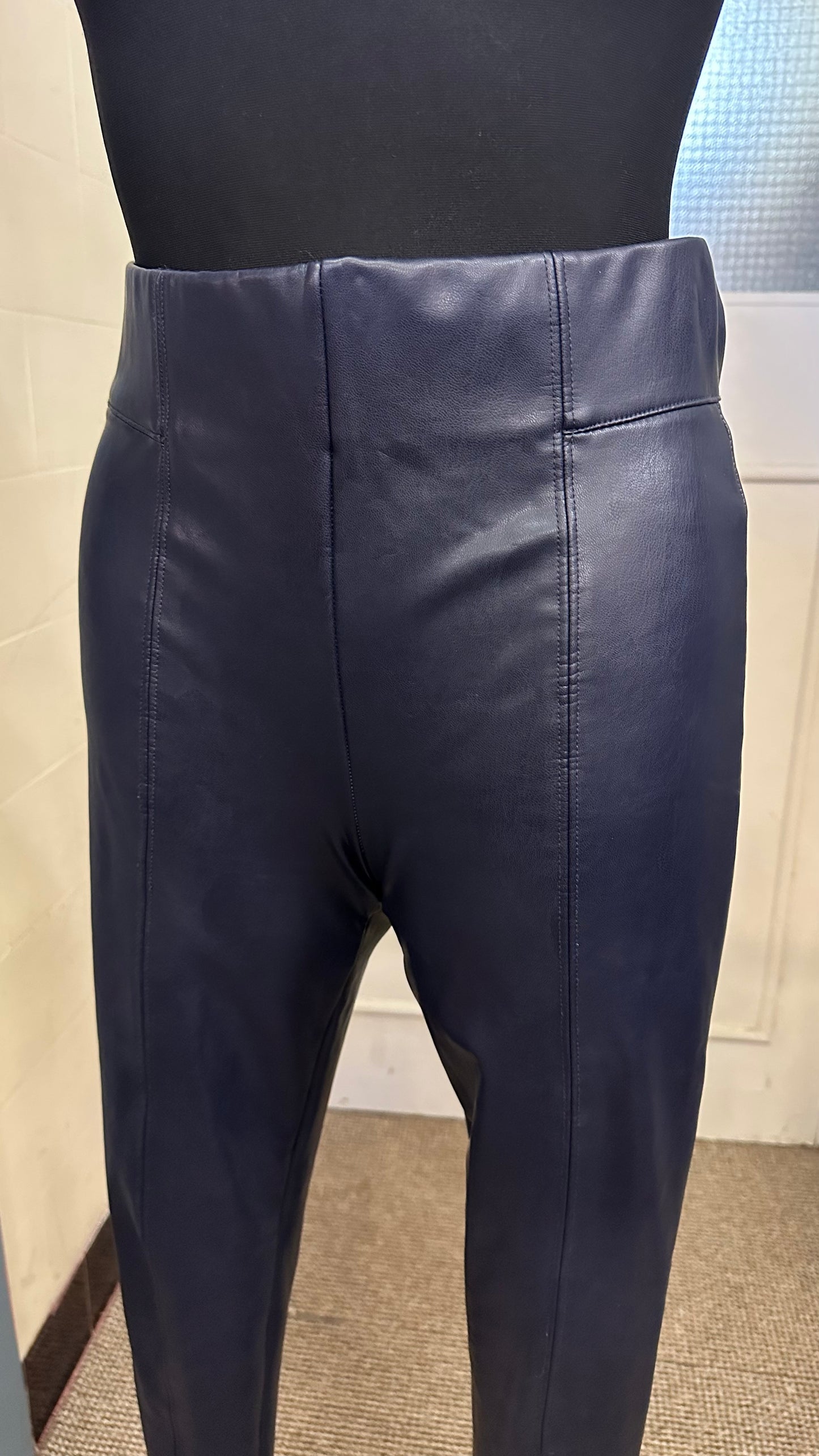 M&S Navy PU Pants Size 10, dart needs a stitch, see last photo