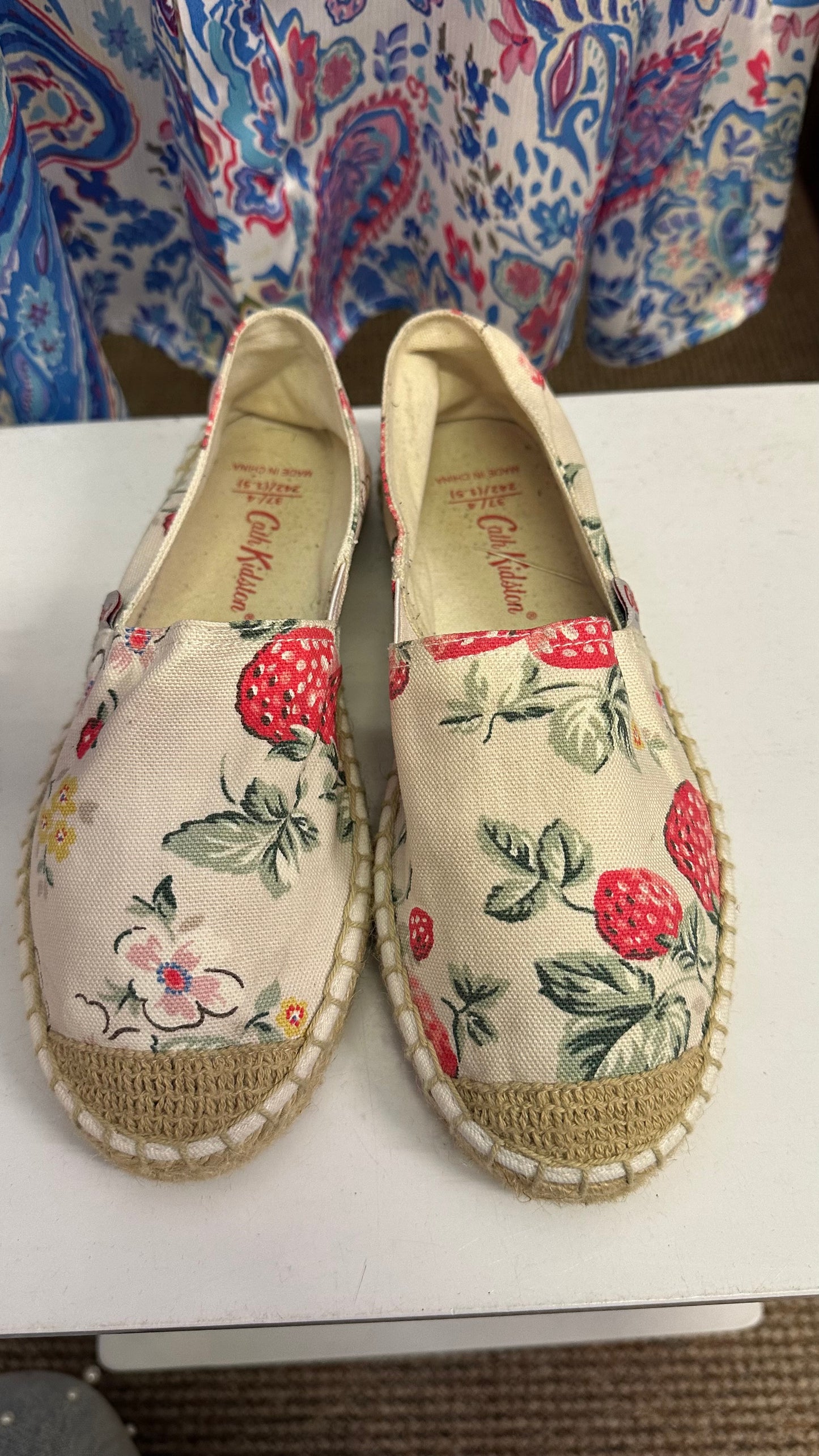 Cath Kidston Canvas Strawberry Print Espadrilles Size 4