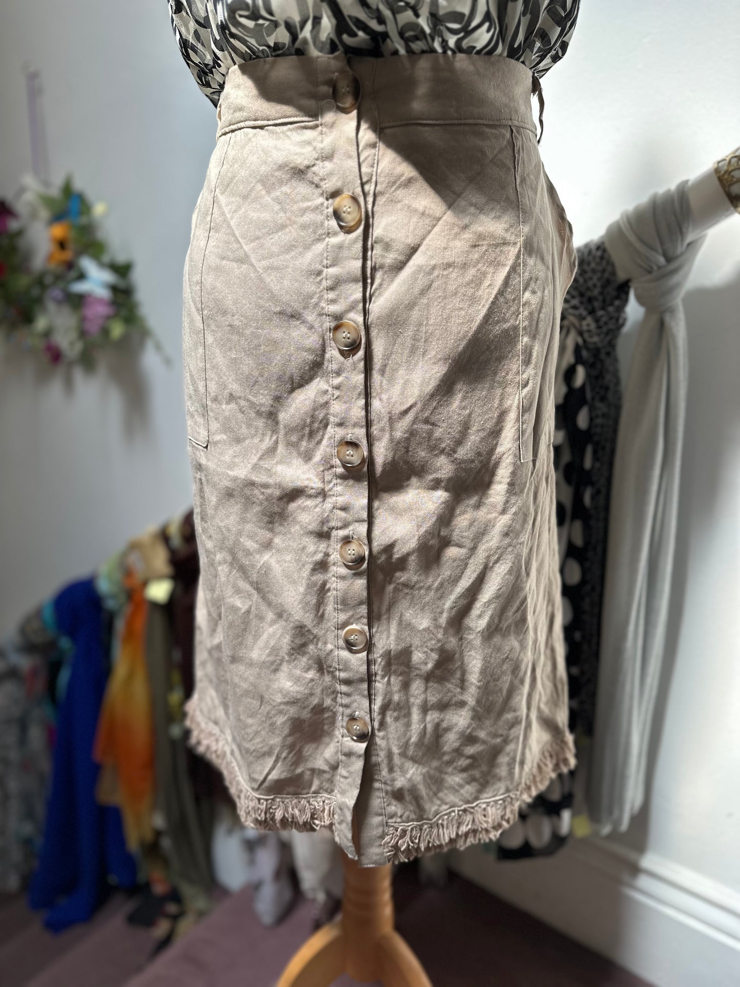 Designer Simorra Linen Blend Skirt Best Fit Size 14 High RRP!!