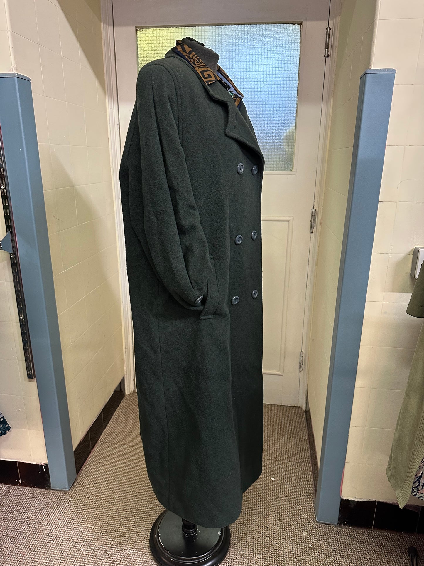 Pure Wool Forest Green Full Length Coat Size 16/18