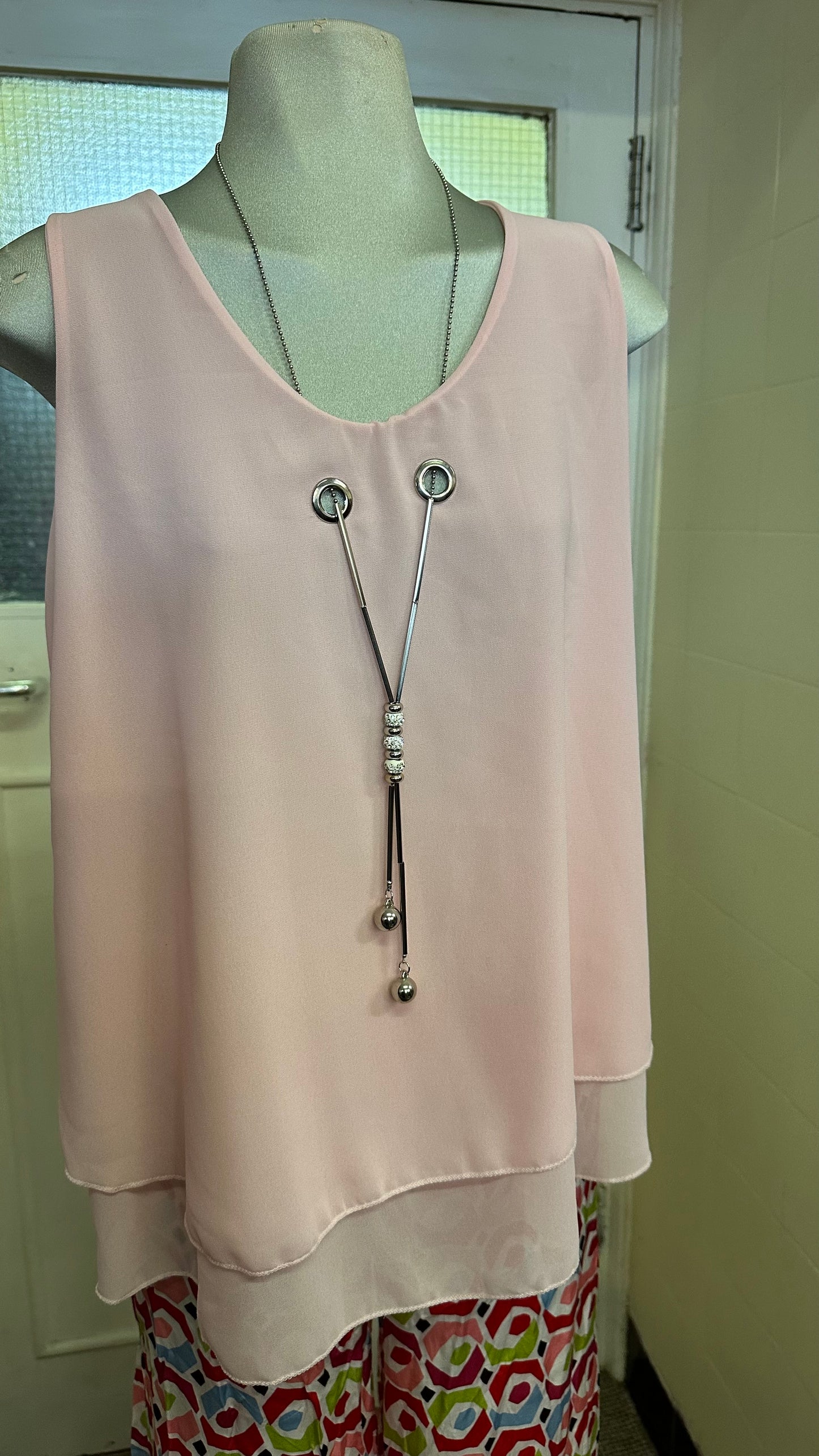 Made in Italy Pink Top With Detachable Necklace Detail Best Fit Size M