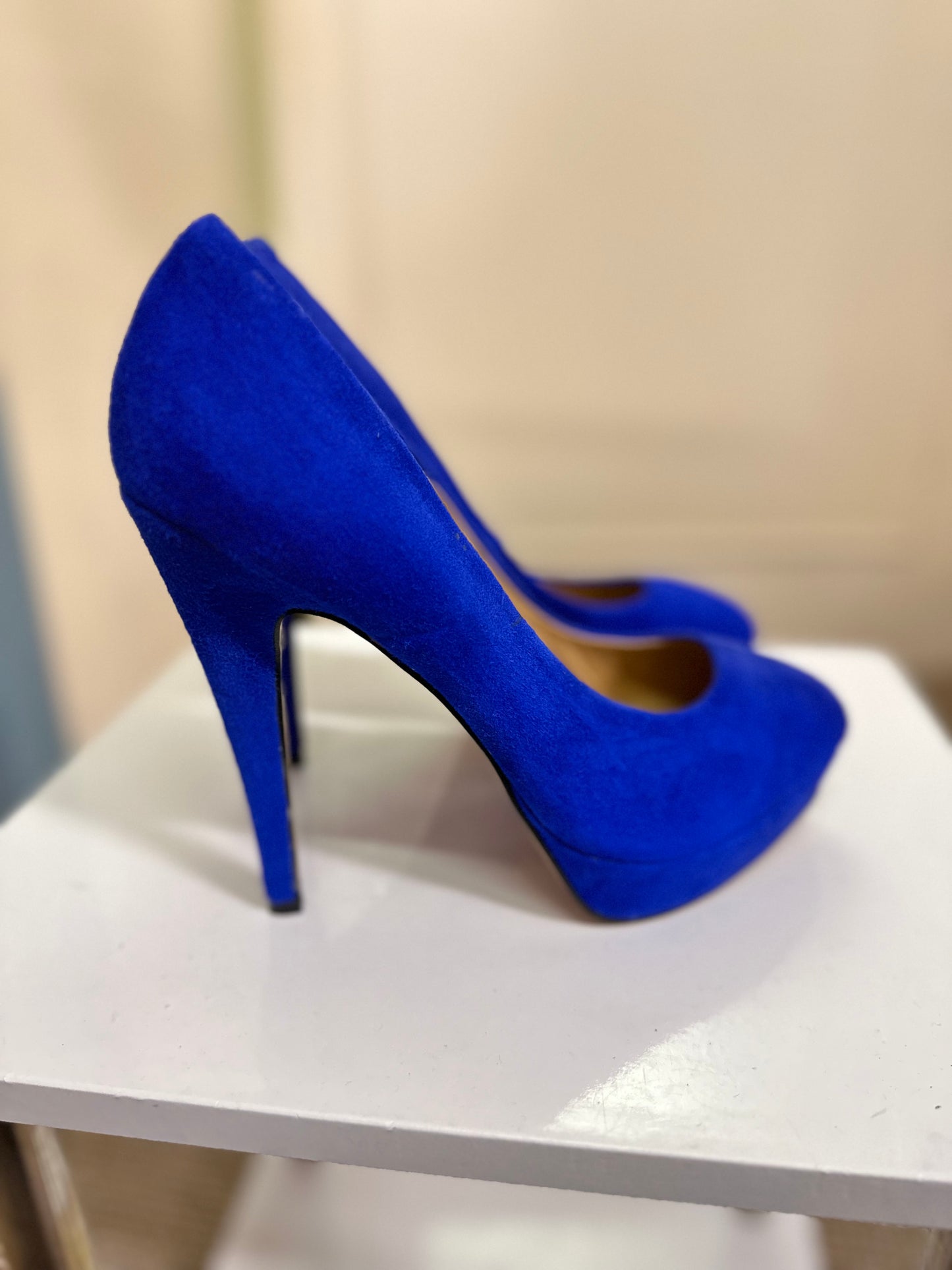 Aldo Royal Blue Platform Heels, Size 5