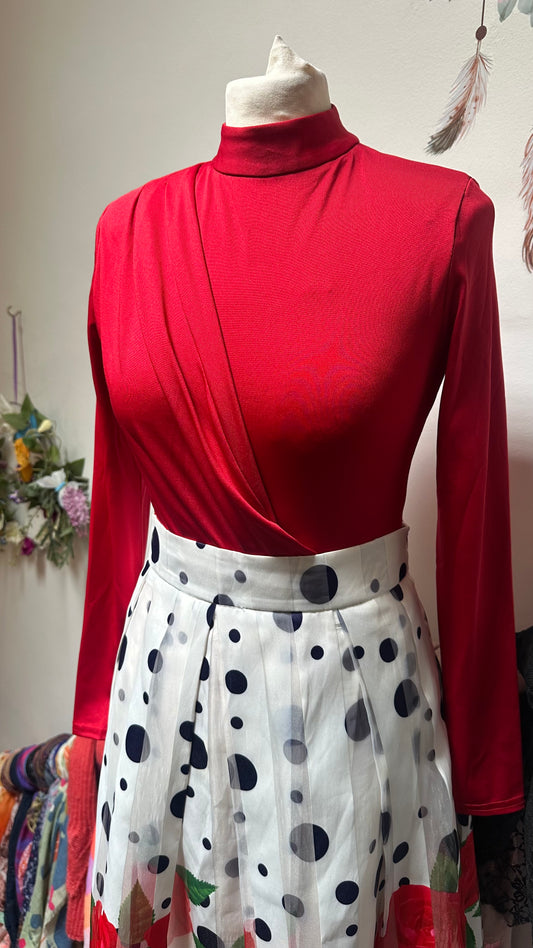Atmosphere Red Bodysuit with Shoulder Pads Size 8