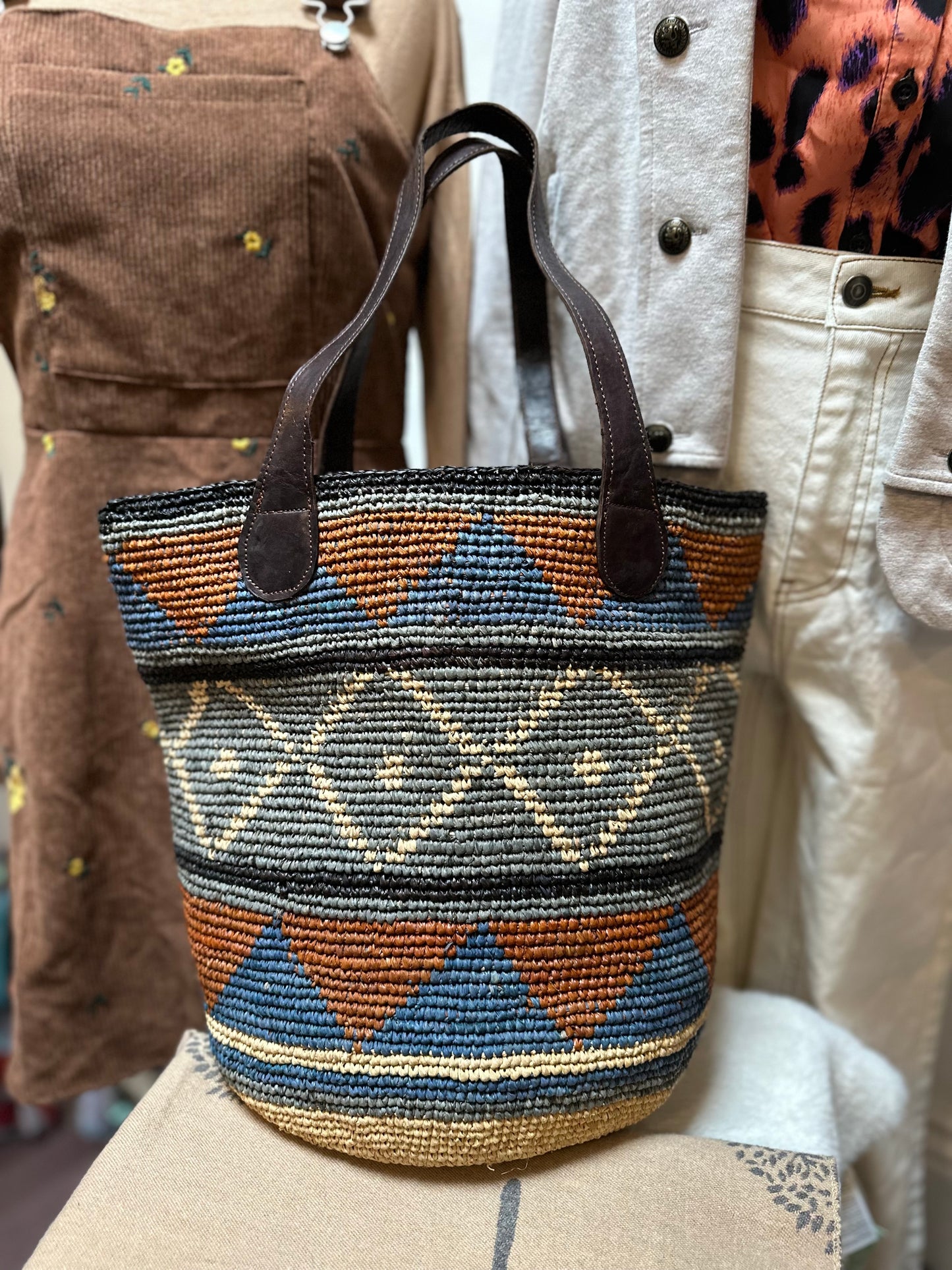 Straw & Leather Bag