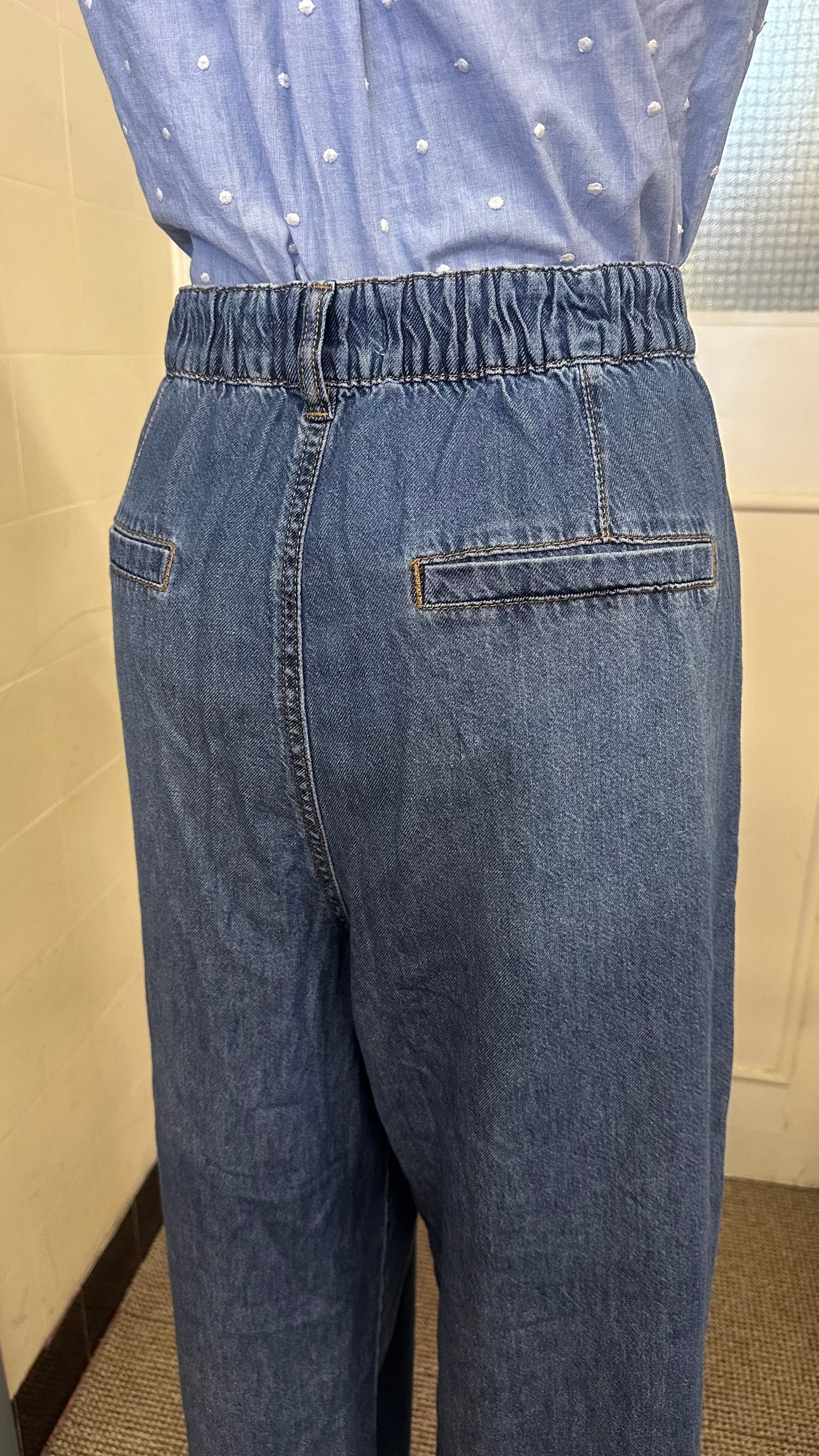 Dunnes Wide Leg Chino Style Denim Trousers Size 16
