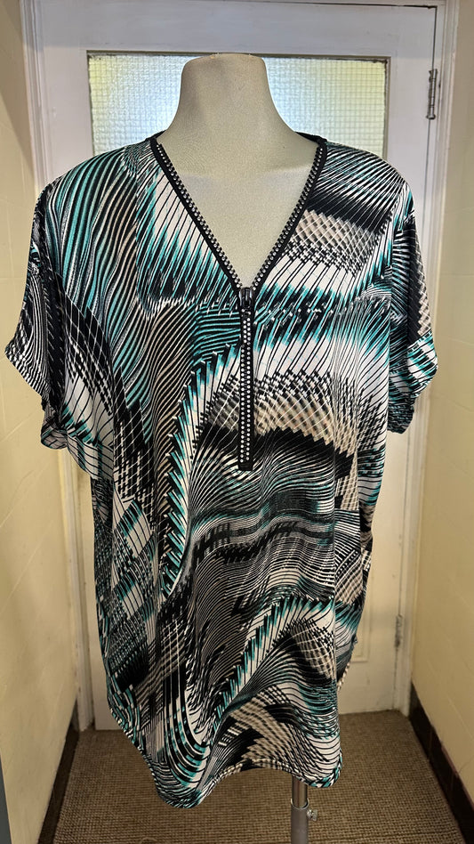 Graphic Print Sparkle Zip Top Best Fit Size L/XL