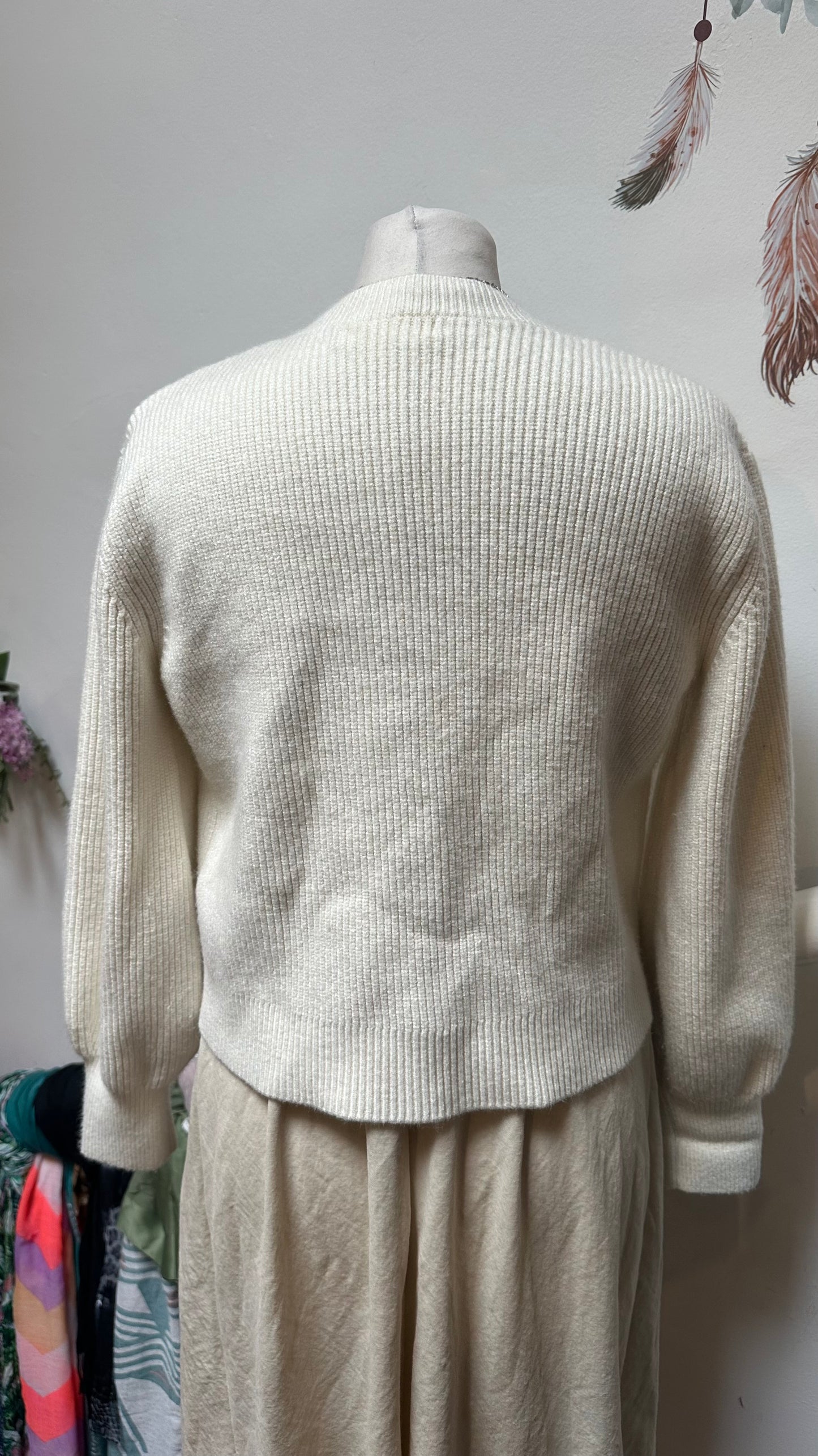 Gallery Off White Tie Cardigan Size M