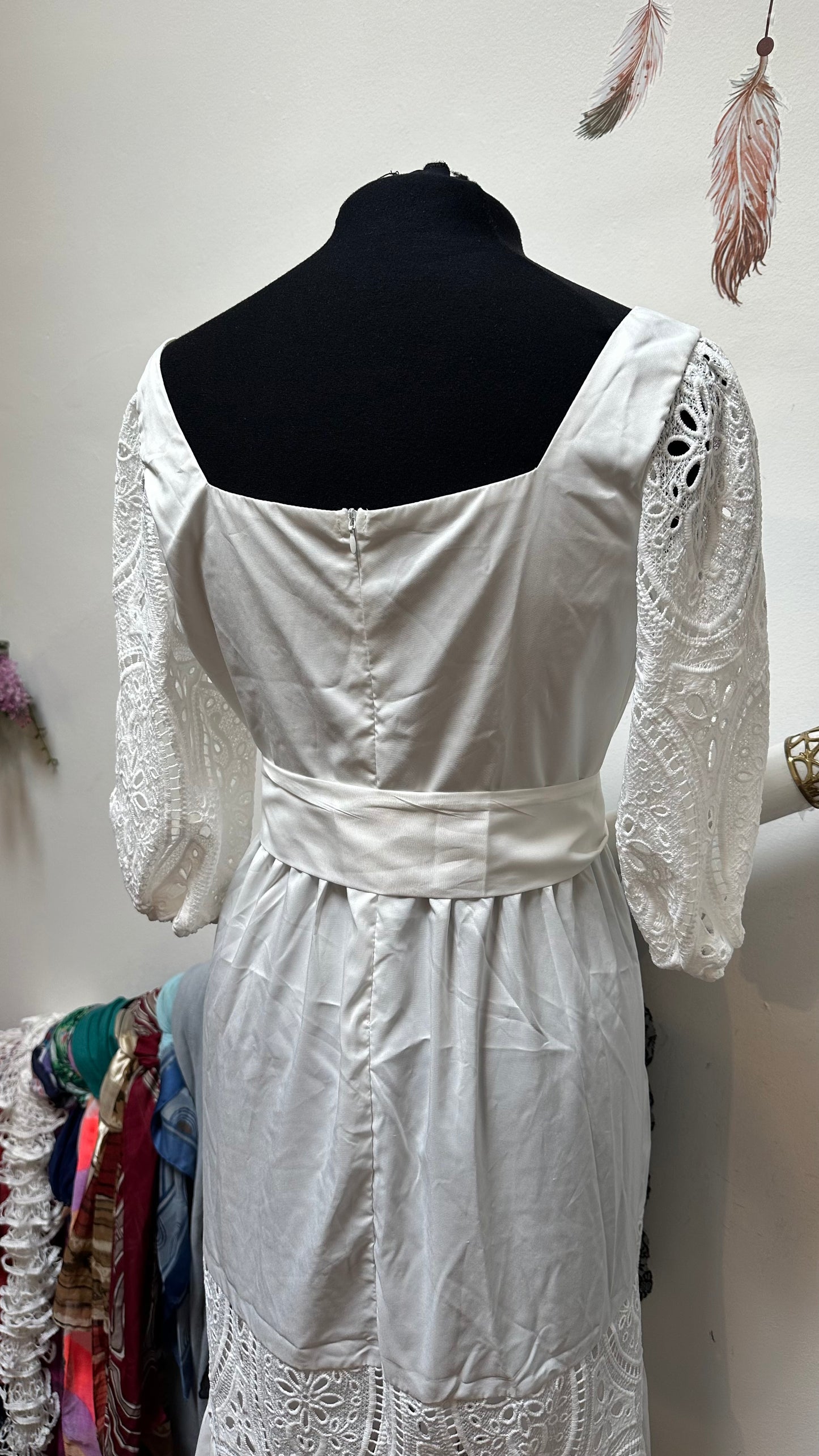 White Broderie Lace Dress Size M