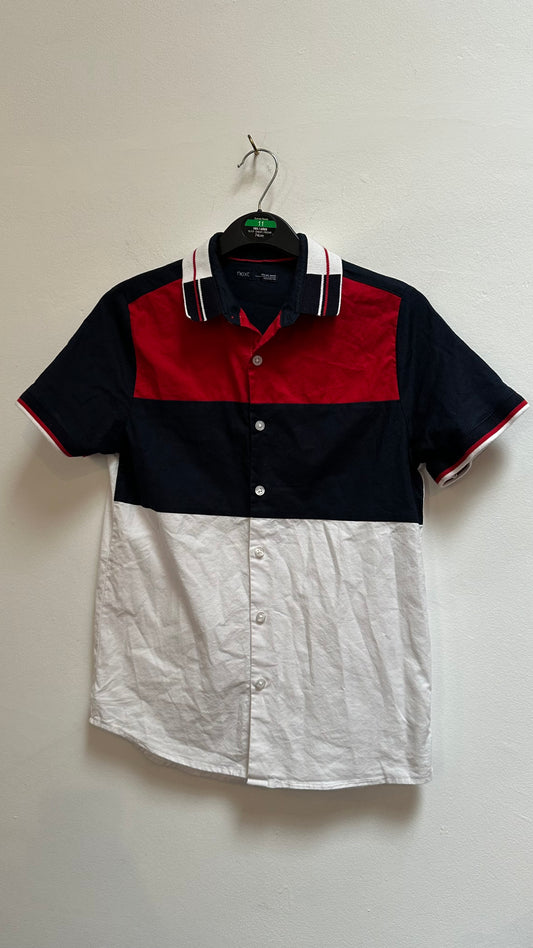 Next Red/Blue/White Short Sleeve Shirt 98% Cotton Age 12