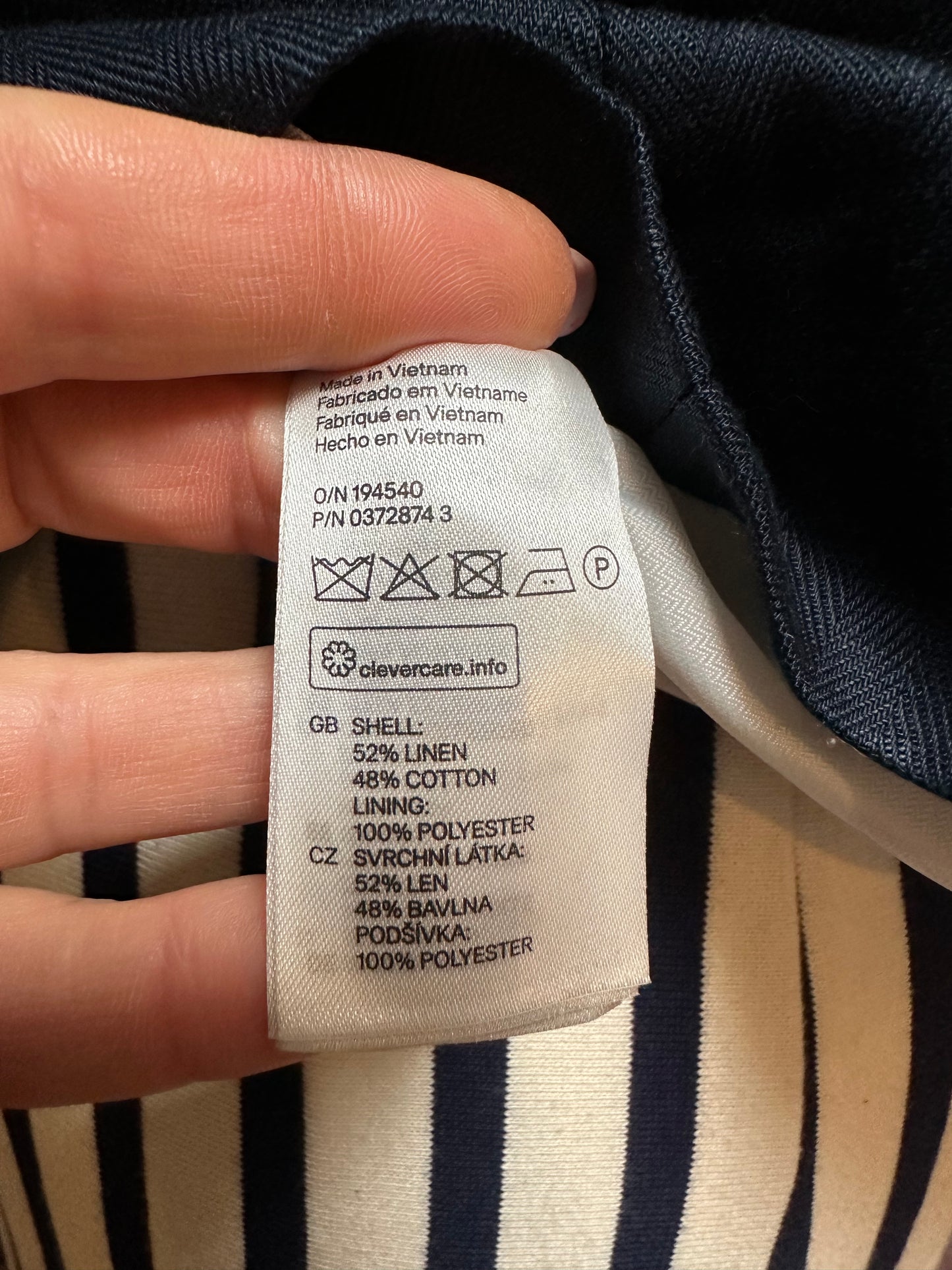 H&M Navy Linen Blend Blazer Size XS