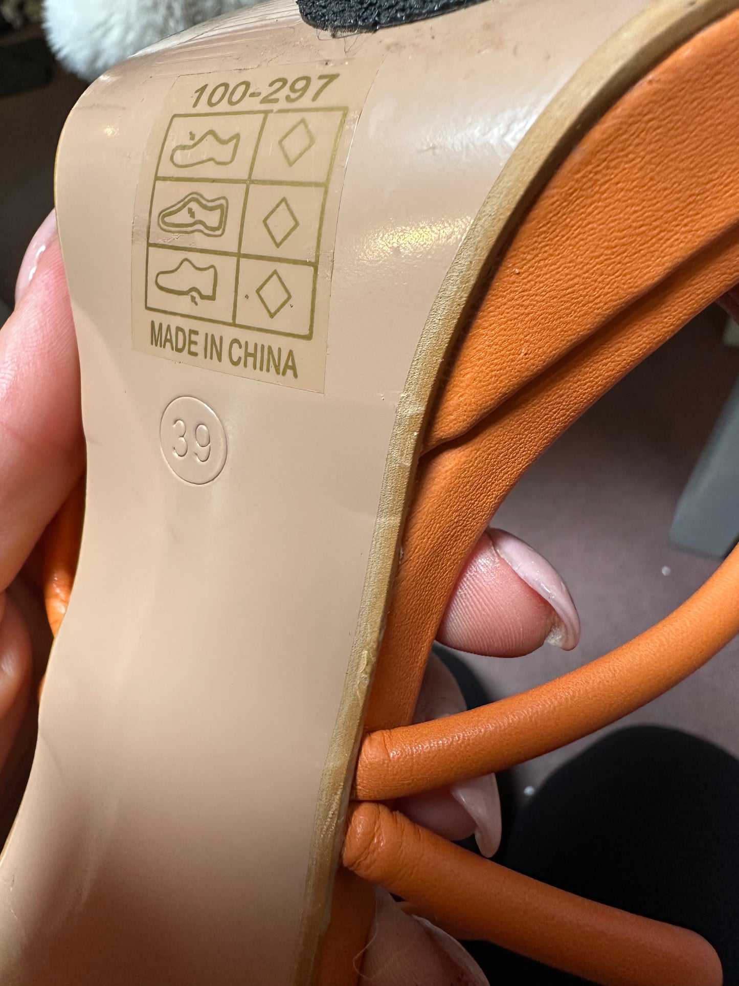 Orange Block Heels Size 6