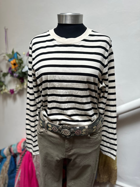 Dunnes Stripe Top Size M 100% Cotton