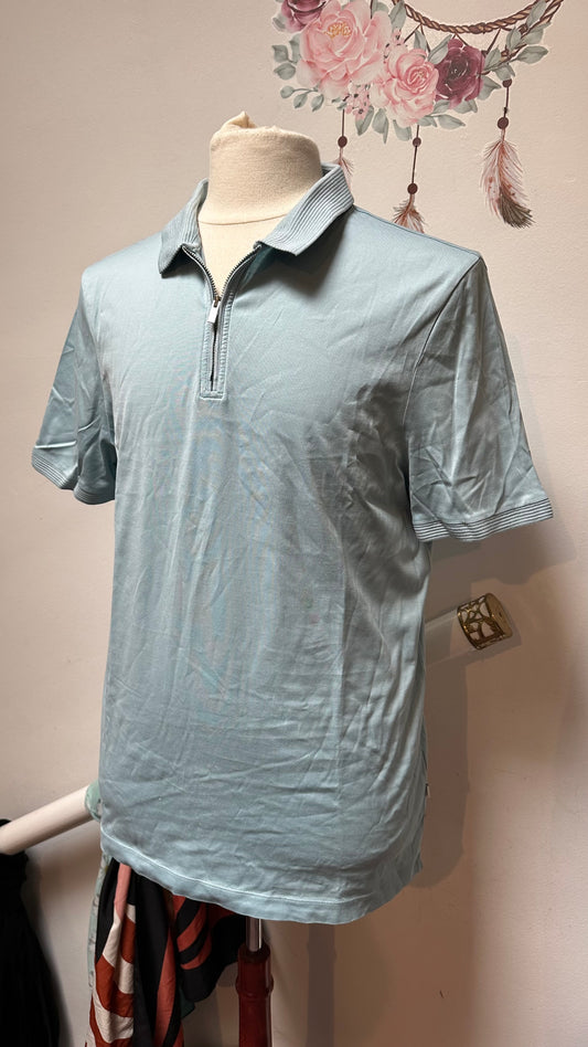 Autograph Pale Blue Polo Shirt 100% Cotton Size L