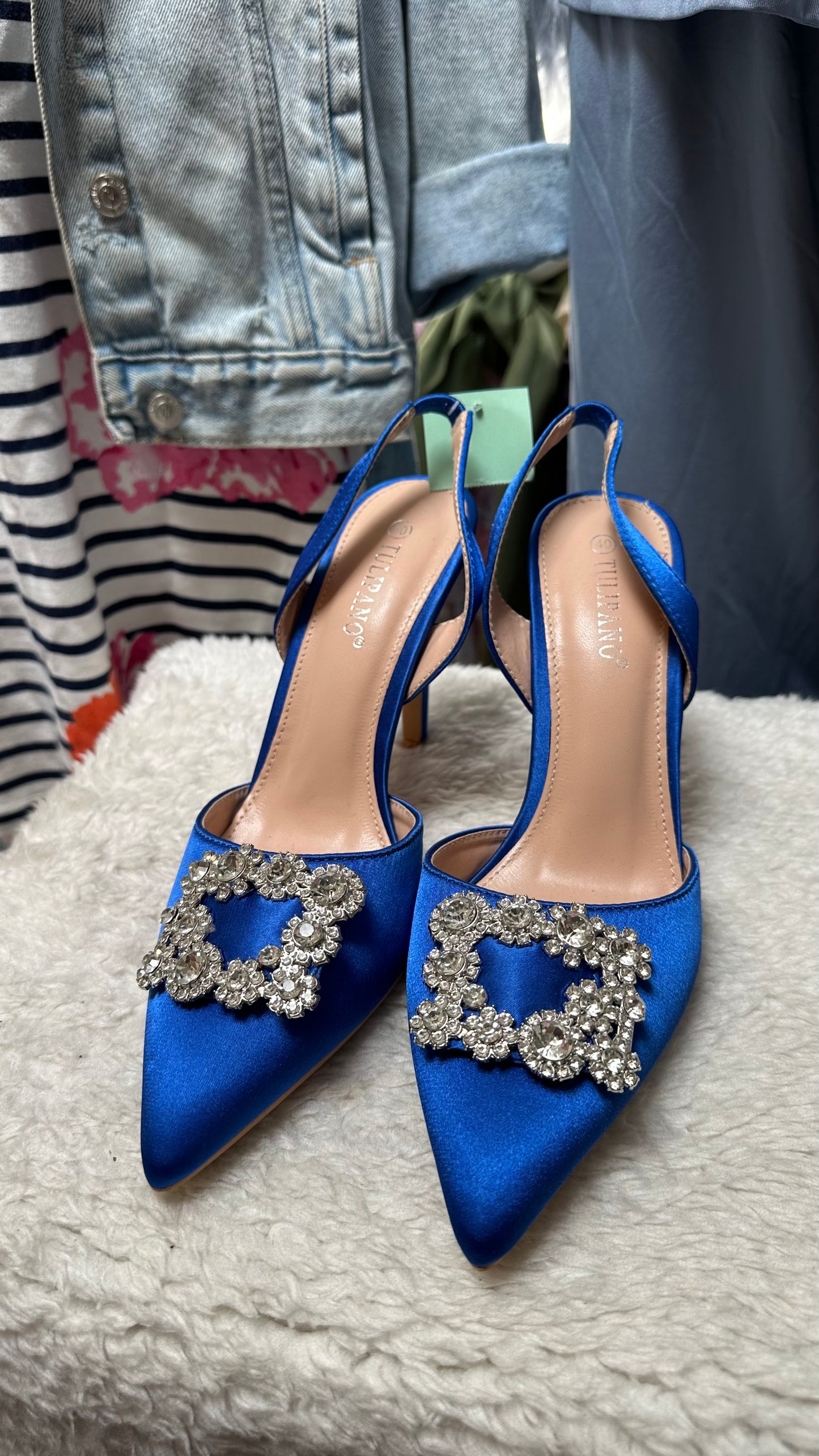 Royal Blue Sparkle Heels As New Size 6.5 (EU 40)