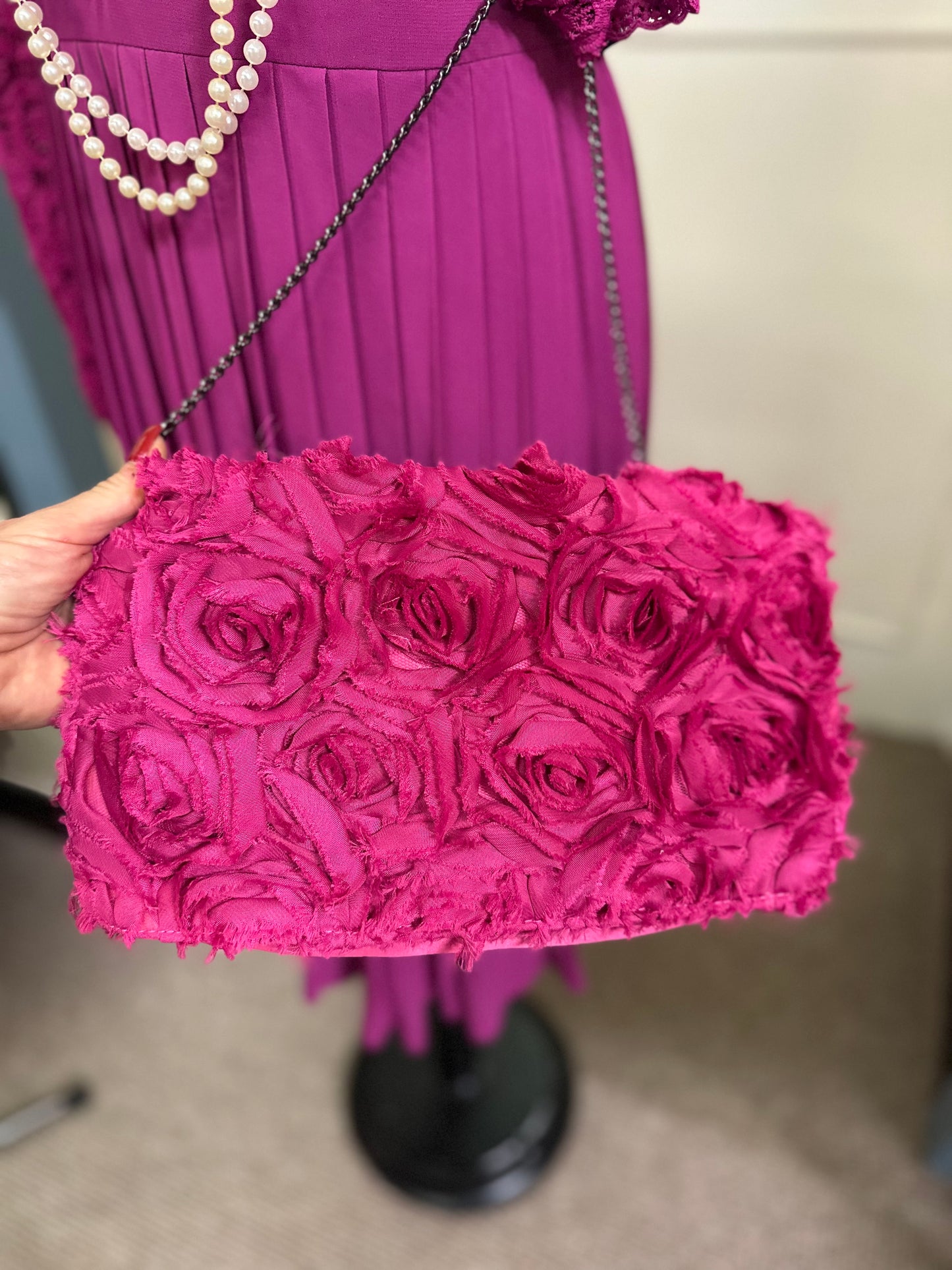 Fuschia Pink Rose Bag
