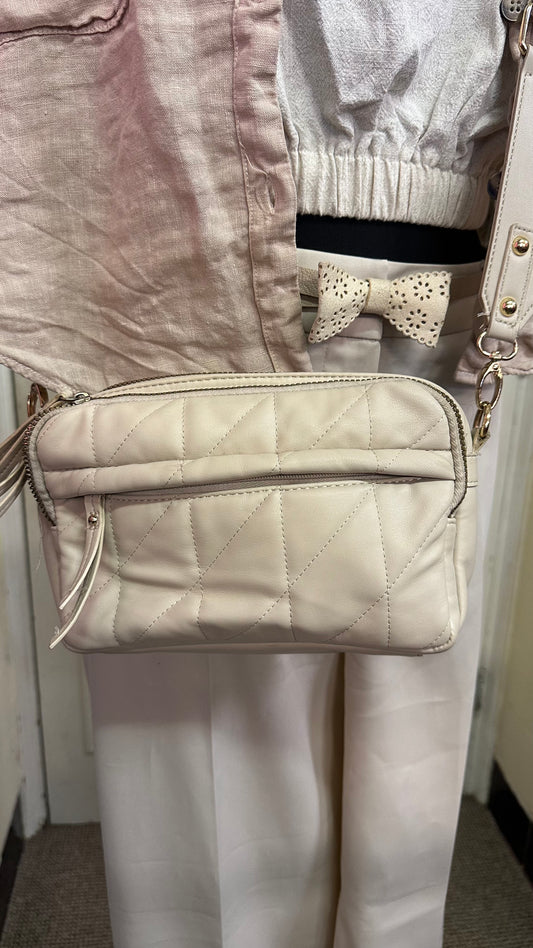 Cream Quilted Crossbody