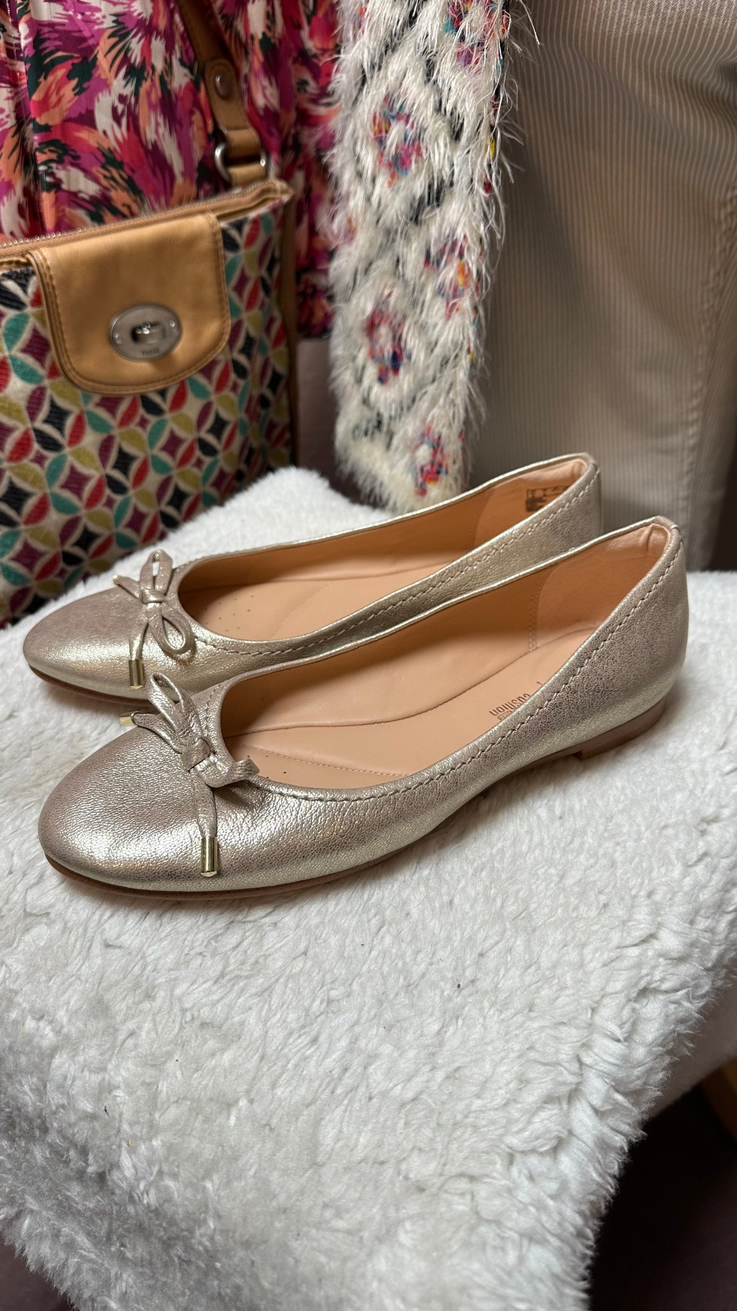 Clark’s Gold Ballerinas As New Size 4.5