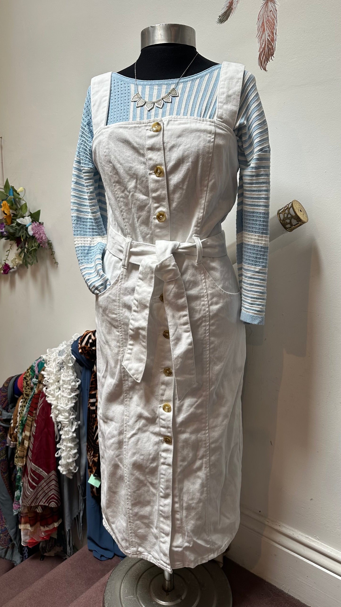 Denim Co 100% Cotton White Denim Dress Size 10