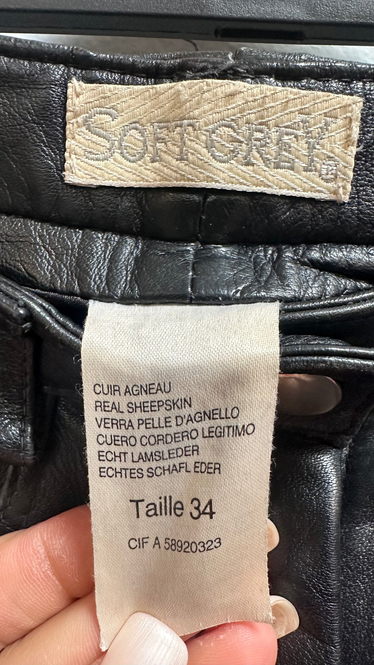 Real Leather High Waisted Trousers Size 6 (EU 34) Mark on one knee (see last photo)