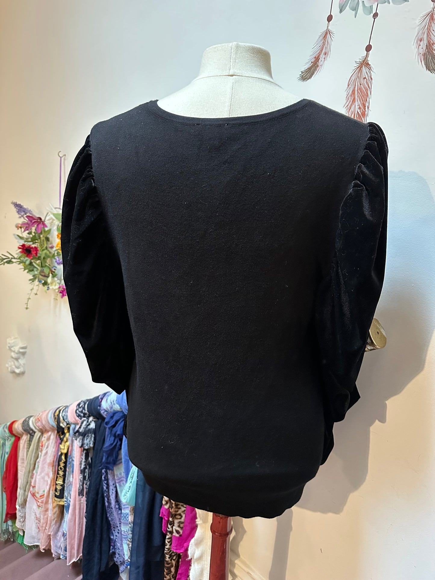 Monsoon Velvet Sleeves Top Size XL