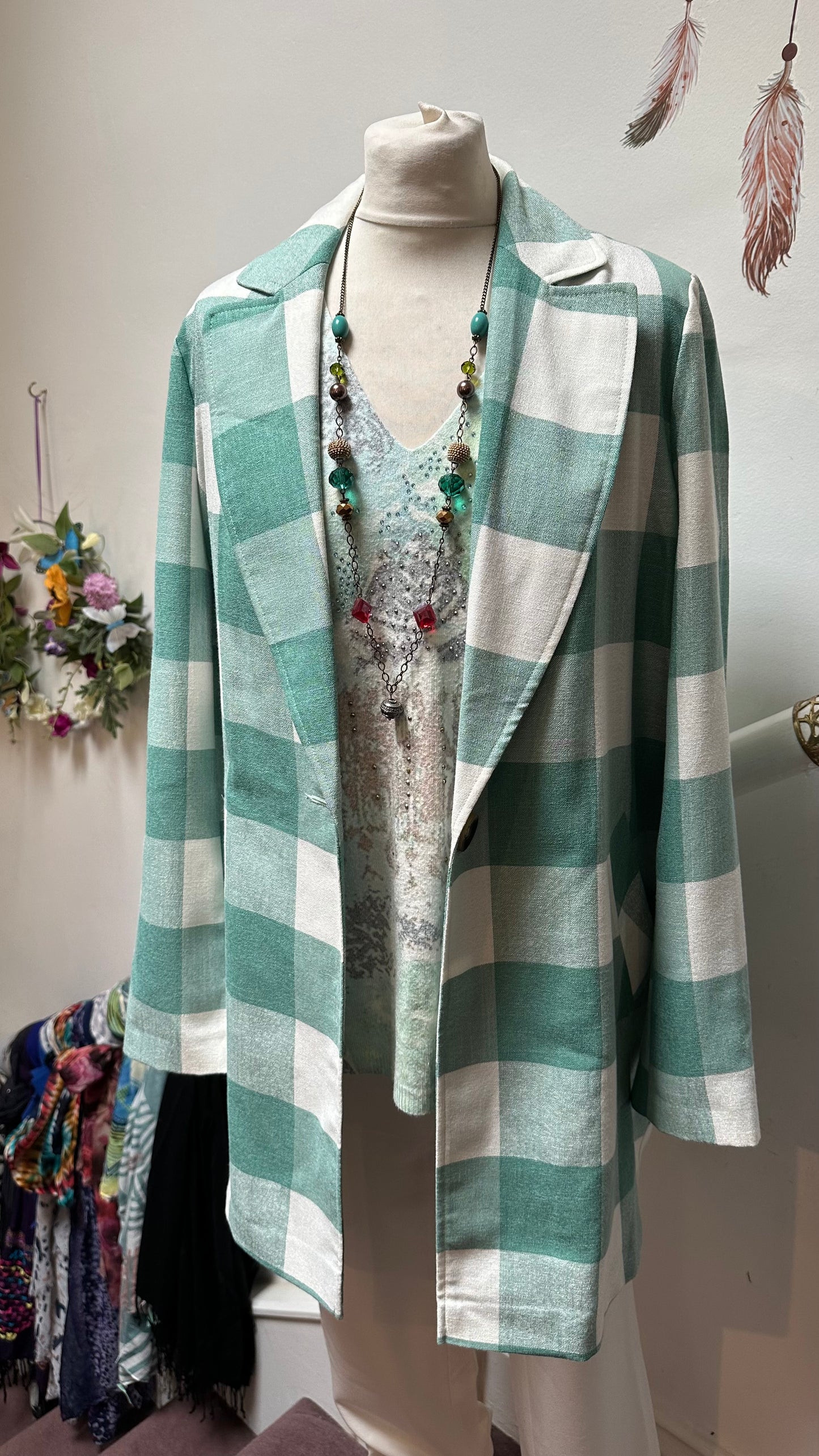 George Green Check Long Blazer Size 10